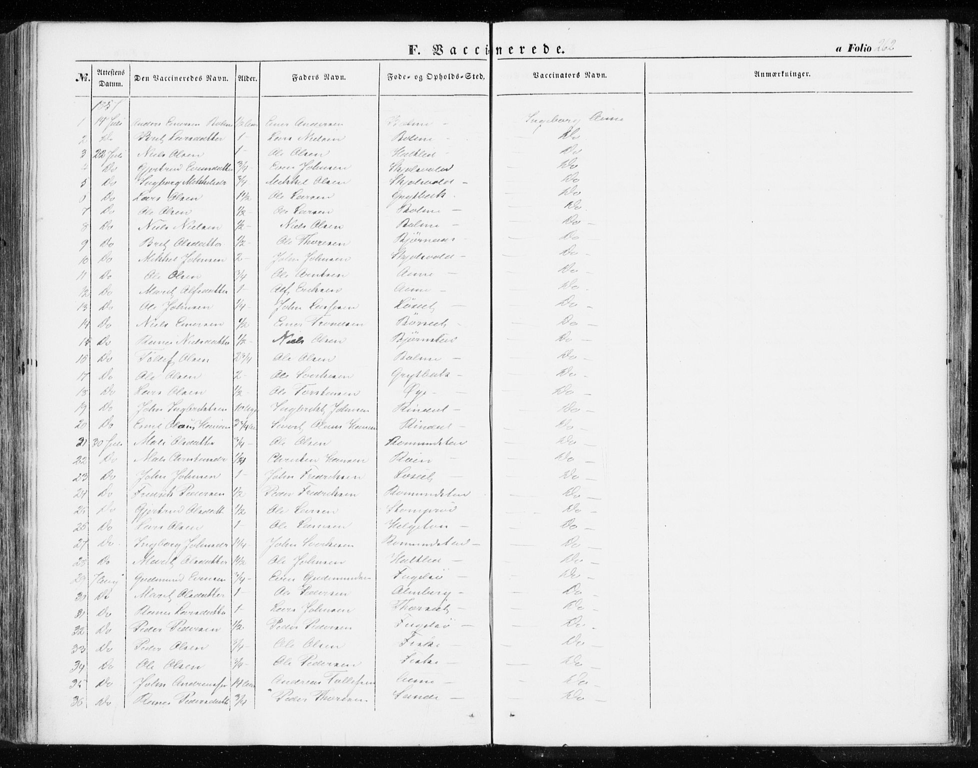 Ministerialprotokoller, klokkerbøker og fødselsregistre - Møre og Romsdal, SAT/A-1454/595/L1044: Parish register (official) no. 595A06, 1852-1863, p. 262