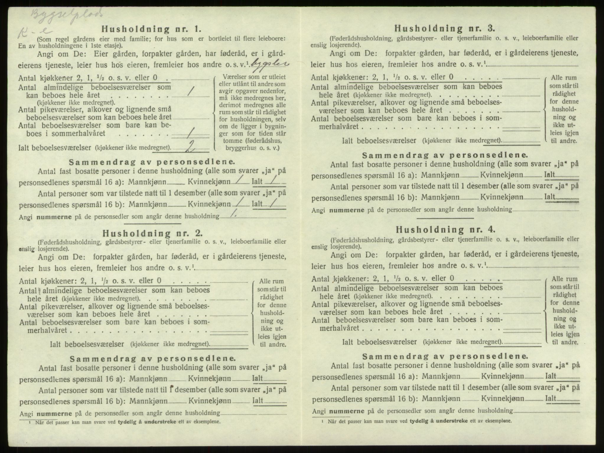 SAB, 1920 census for Innvik, 1920, p. 440