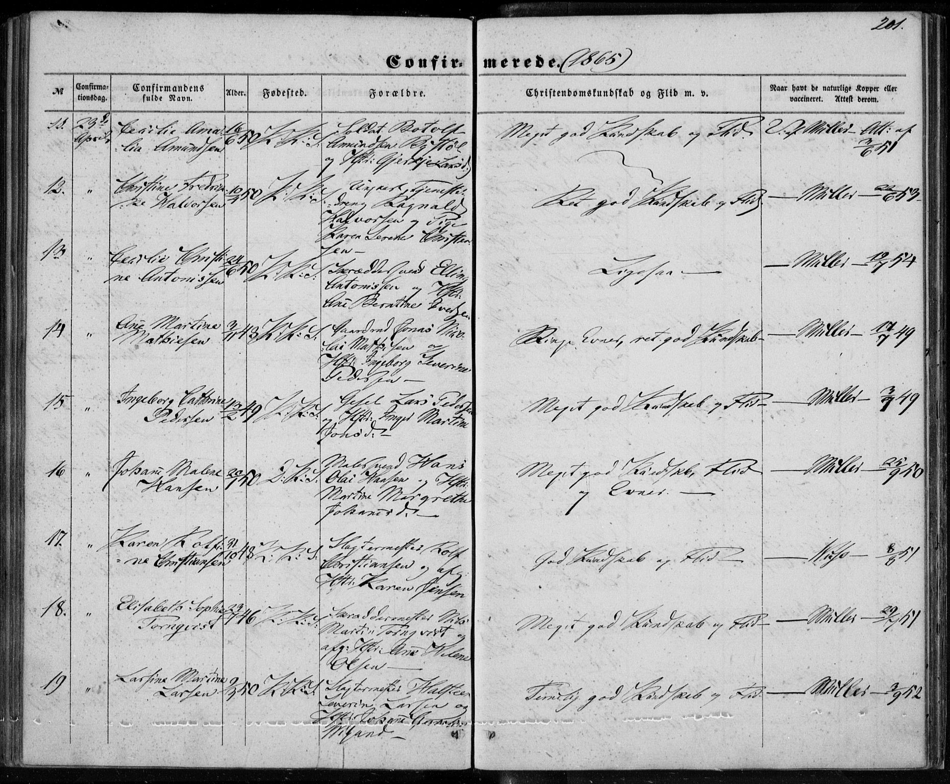 Korskirken sokneprestembete, SAB/A-76101/H/Haa/L0027: Parish register (official) no. C 3, 1854-1868, p. 201