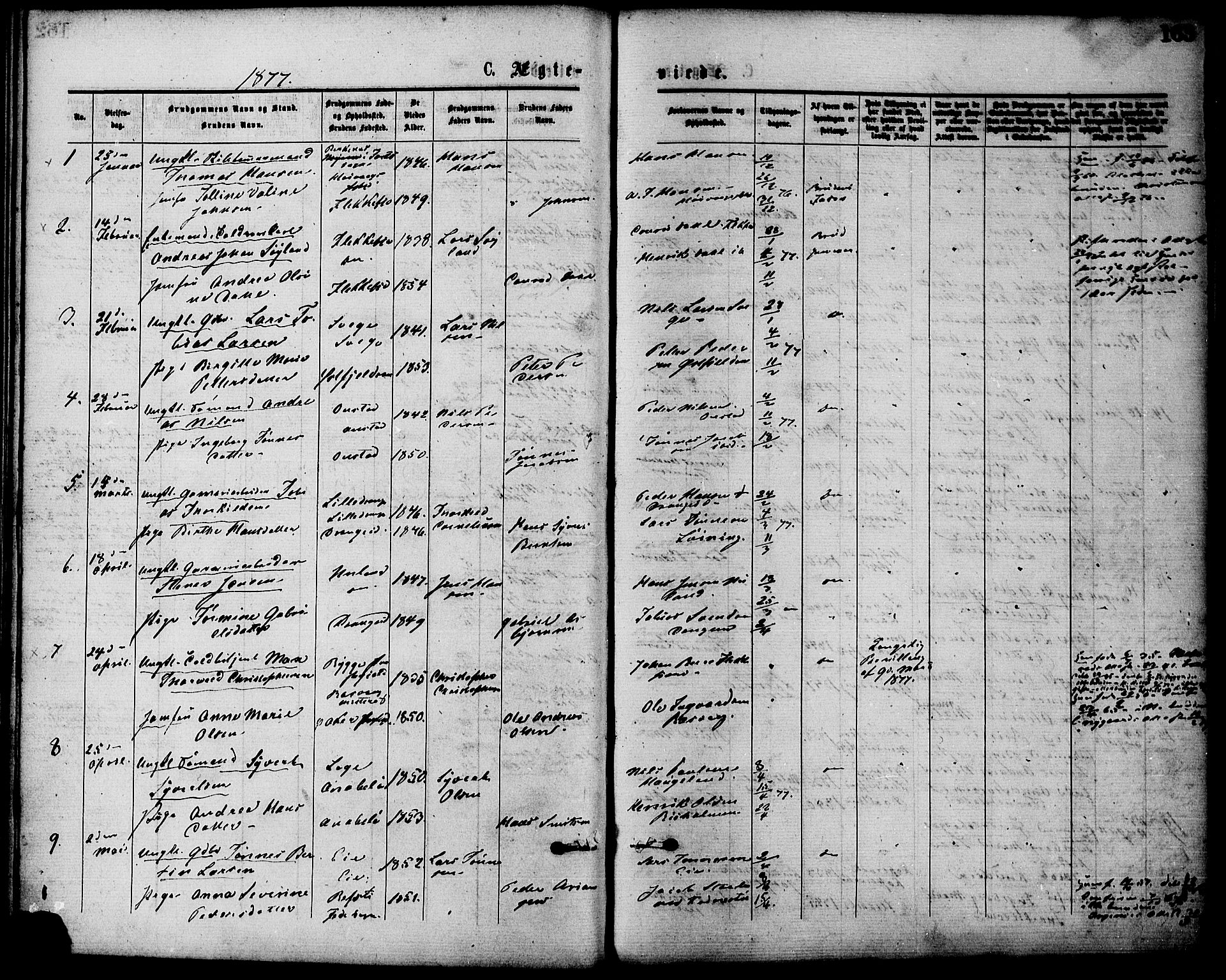 Flekkefjord sokneprestkontor, SAK/1111-0012/F/Fa/Fac/L0007: Parish register (official) no. A 7, 1875-1885, p. 163