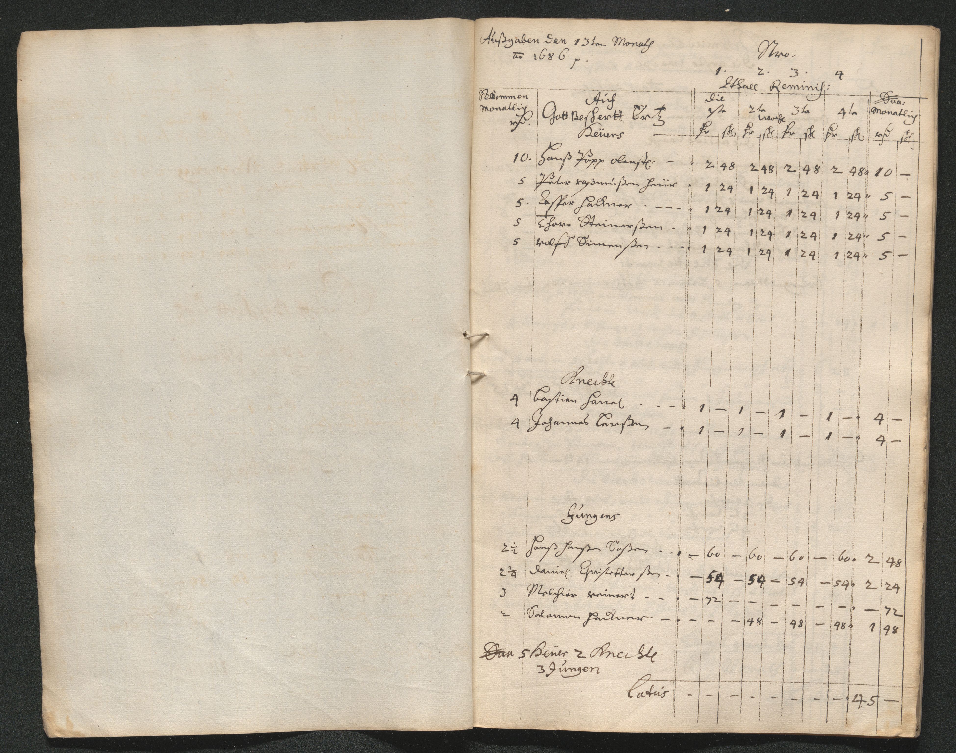 Kongsberg Sølvverk 1623-1816, AV/SAKO-EA-3135/001/D/Dc/Dcd/L0064: Utgiftsregnskap for gruver m.m. , 1687, p. 2