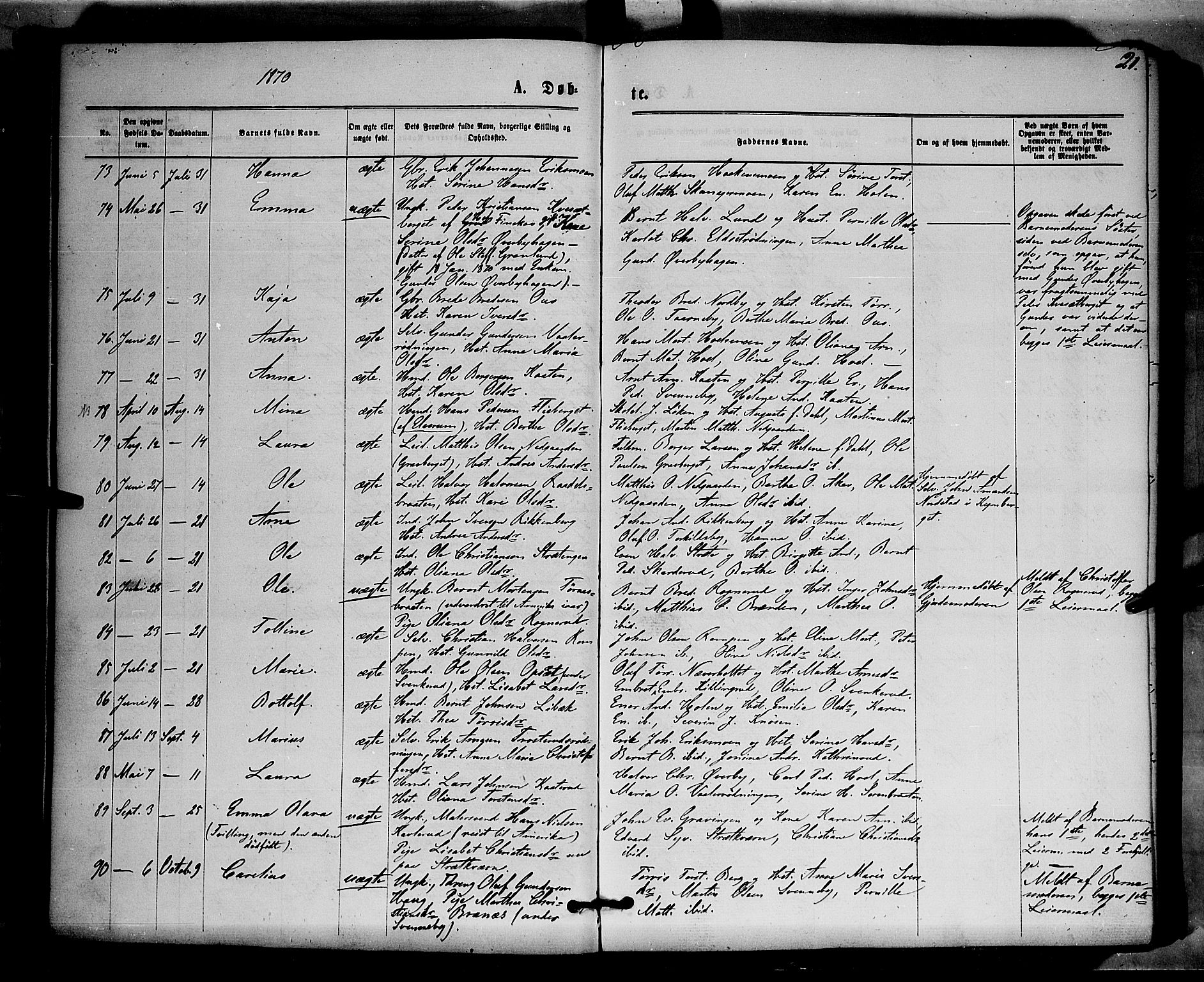 Våler prestekontor, Hedmark, AV/SAH-PREST-040/H/Ha/Haa/L0002: Parish register (official) no. 2, 1867-1878, p. 21