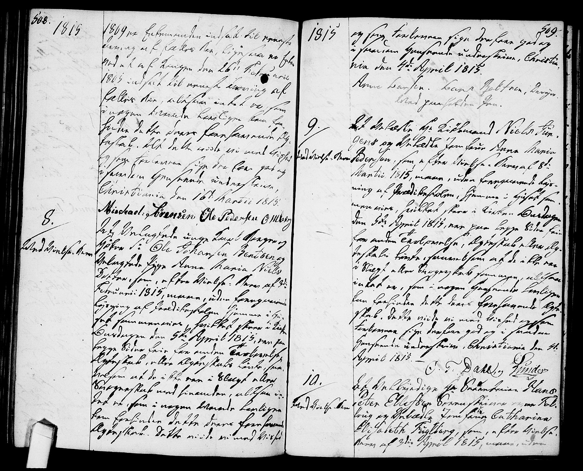 Oslo domkirke Kirkebøker, SAO/A-10752/L/La/L0011: Best man's statements no. 11, 1807-1819, p. 508-509