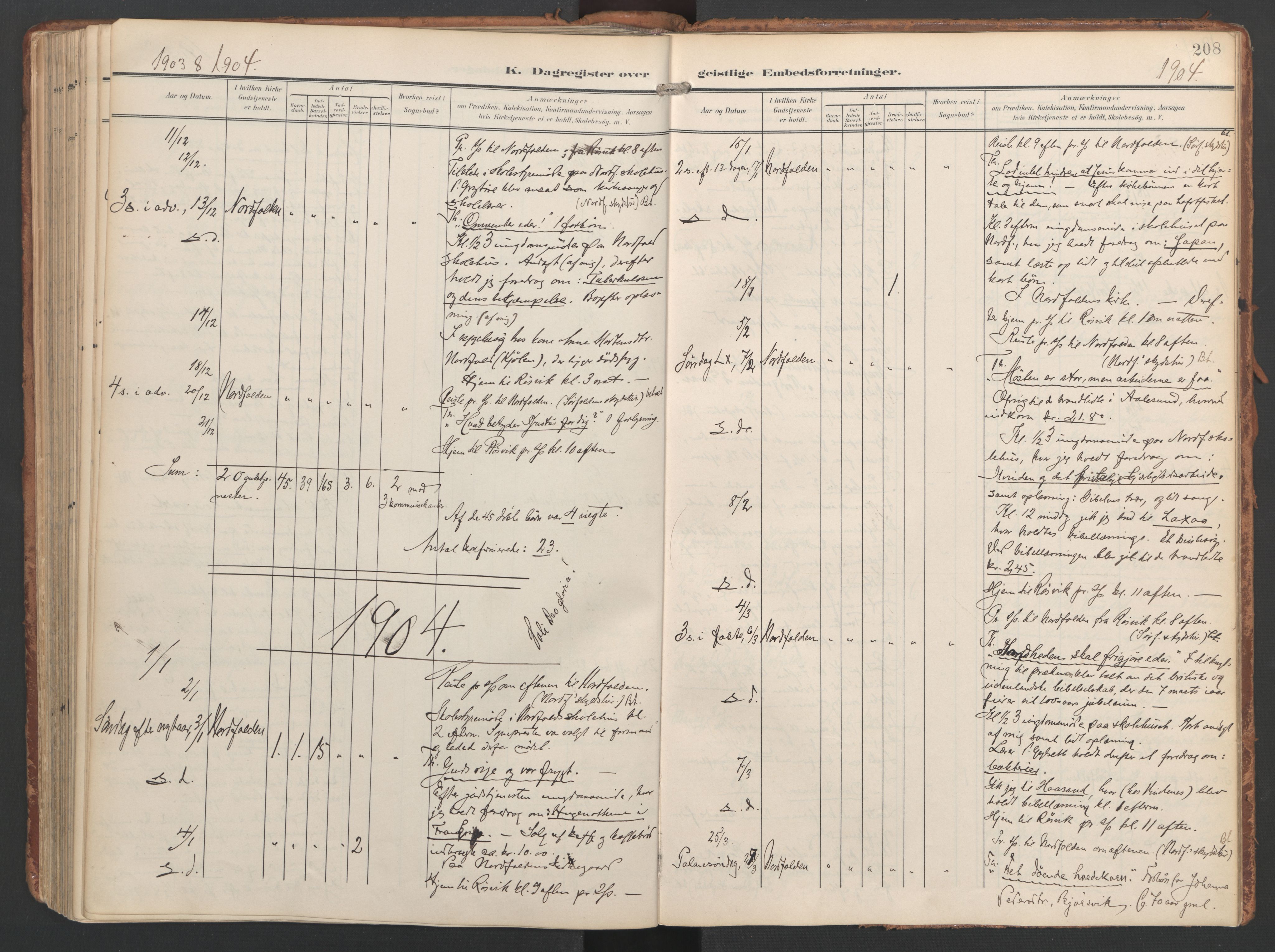 Ministerialprotokoller, klokkerbøker og fødselsregistre - Nordland, AV/SAT-A-1459/858/L0832: Parish register (official) no. 858A02, 1902-1915, p. 208