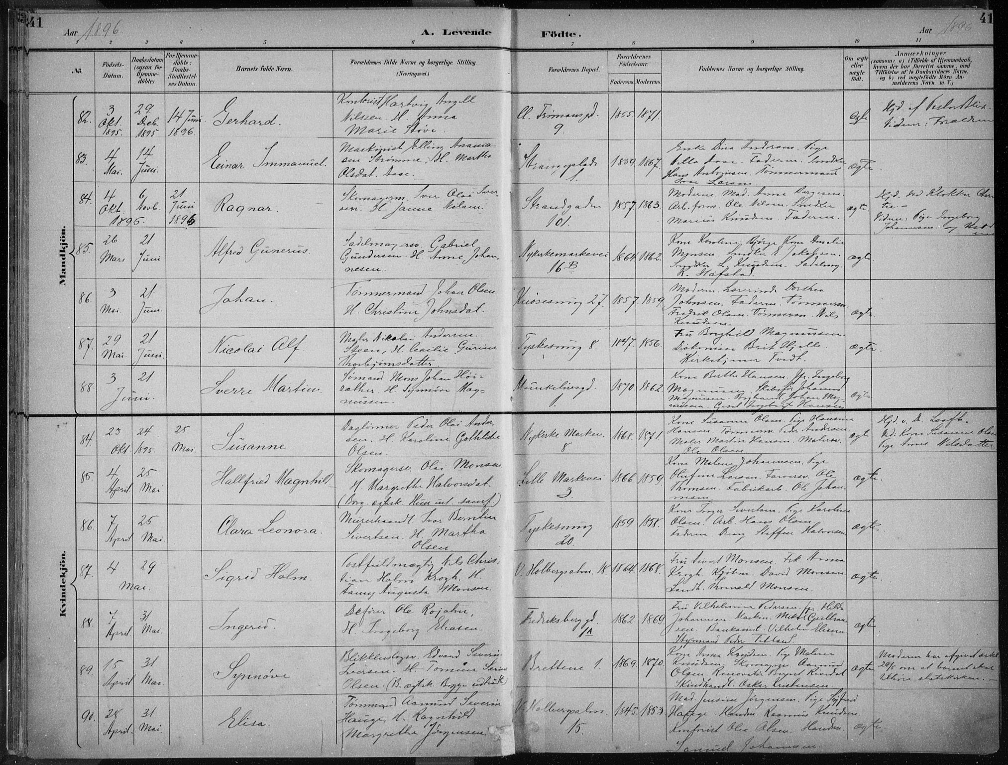 Nykirken Sokneprestembete, AV/SAB-A-77101/H/Haa/L0018: Parish register (official) no. B 6, 1895-1903, p. 41