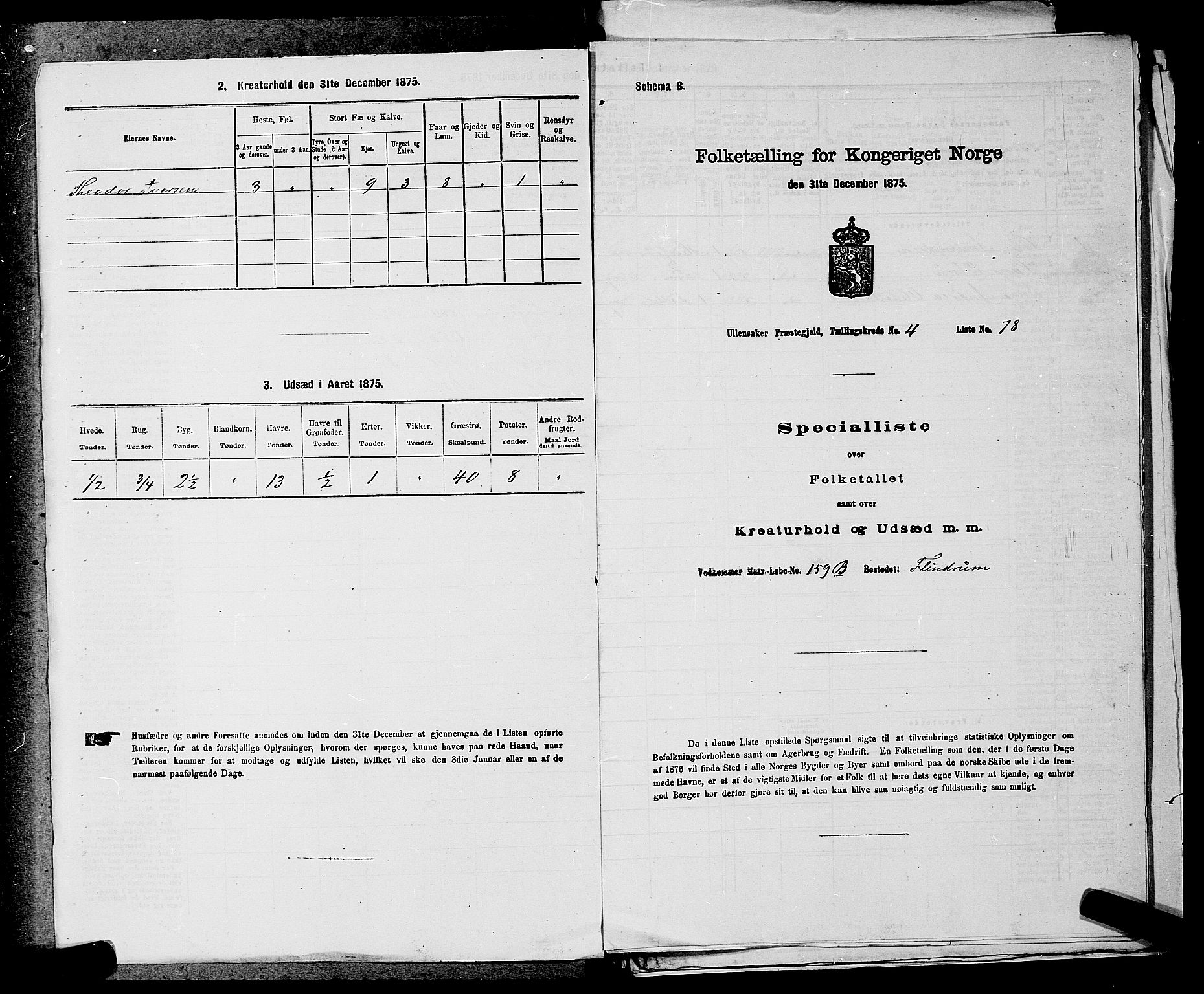 RA, 1875 census for 0235P Ullensaker, 1875, p. 643