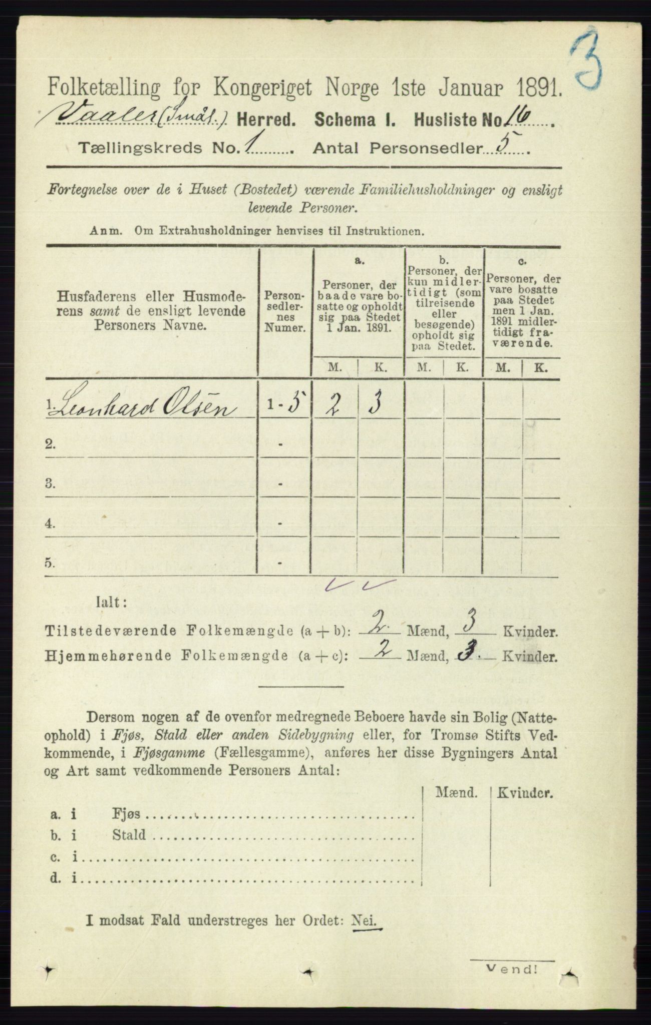 RA, 1891 census for 0137 Våler, 1891, p. 36