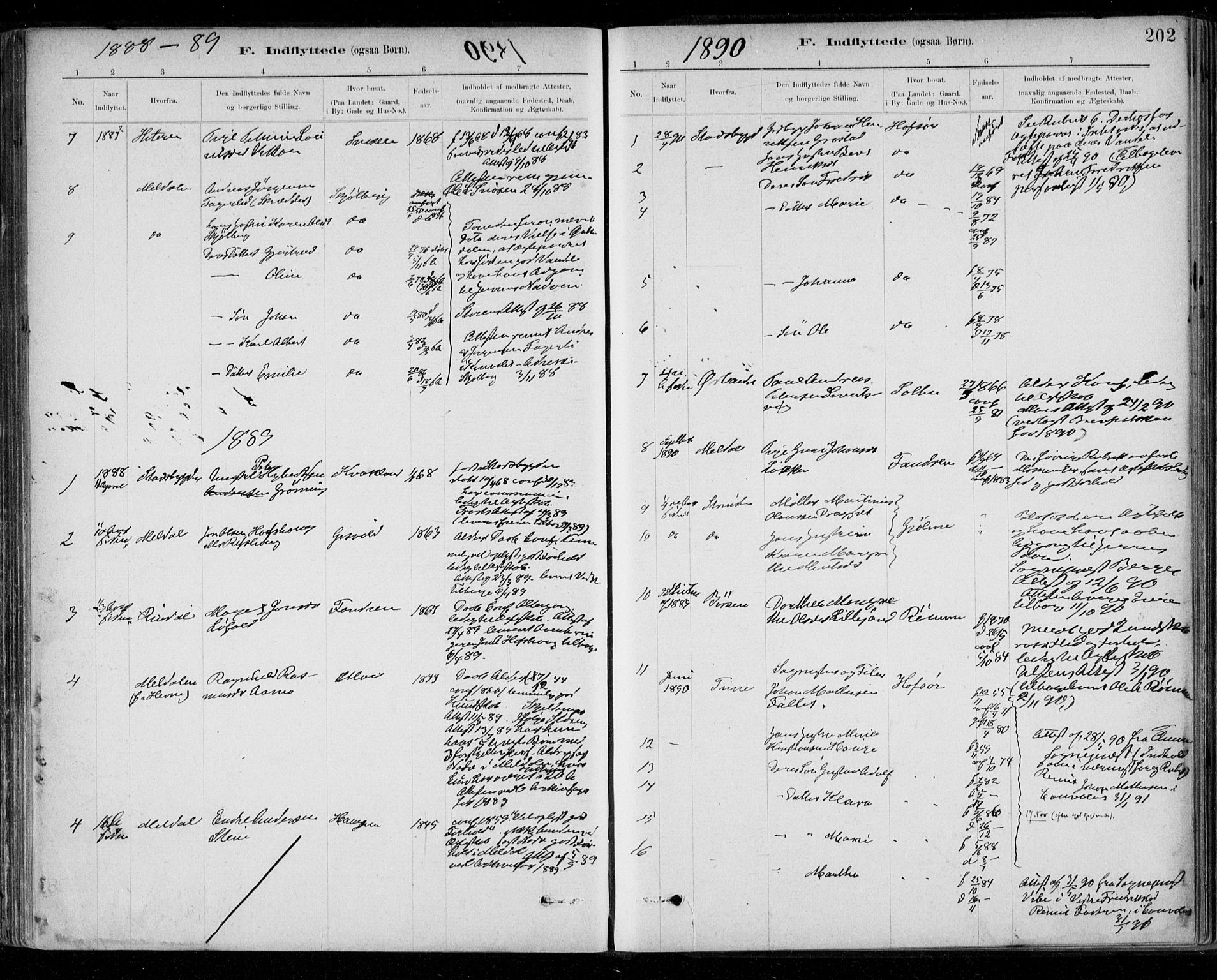 Ministerialprotokoller, klokkerbøker og fødselsregistre - Sør-Trøndelag, SAT/A-1456/668/L0810: Parish register (official) no. 668A10, 1881-1894, p. 202