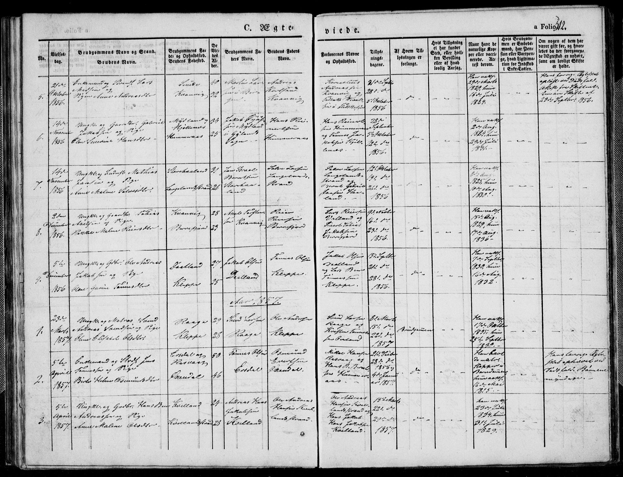 Flekkefjord sokneprestkontor, SAK/1111-0012/F/Fb/Fbb/L0002: Parish register (copy) no. B 2b, 1831-1866, p. 512