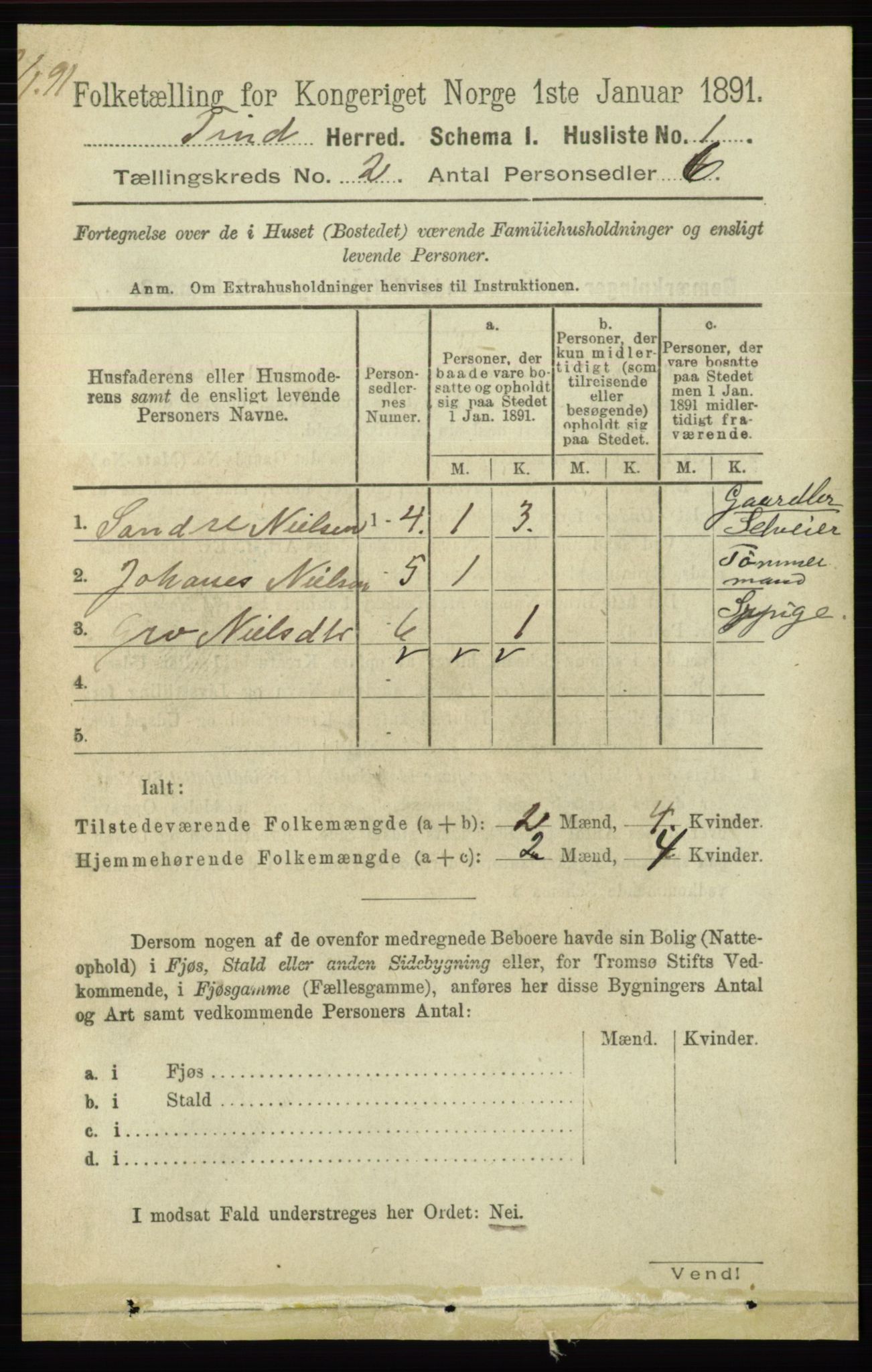 RA, 1891 census for 0826 Tinn, 1891, p. 90