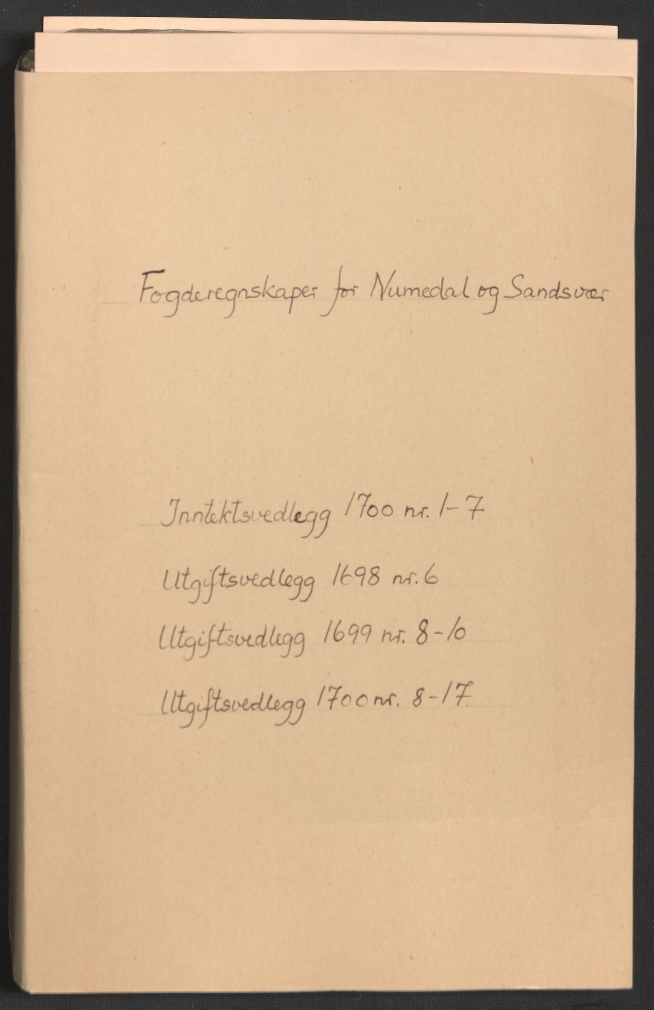 Rentekammeret inntil 1814, Reviderte regnskaper, Fogderegnskap, AV/RA-EA-4092/R24/L1578: Fogderegnskap Numedal og Sandsvær, 1698-1700, p. 2