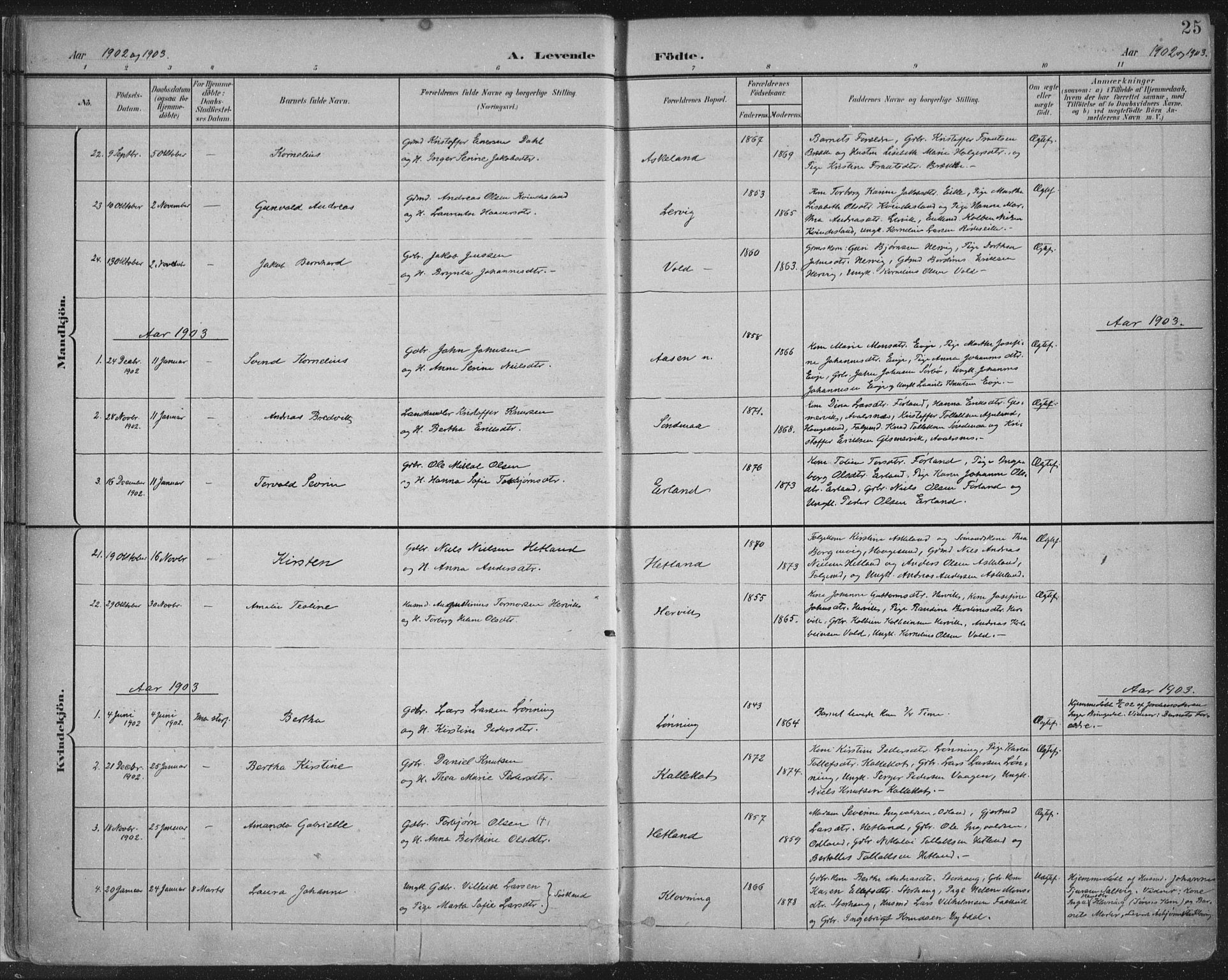 Tysvær sokneprestkontor, AV/SAST-A -101864/H/Ha/Haa/L0008: Parish register (official) no. A 8, 1897-1918, p. 25