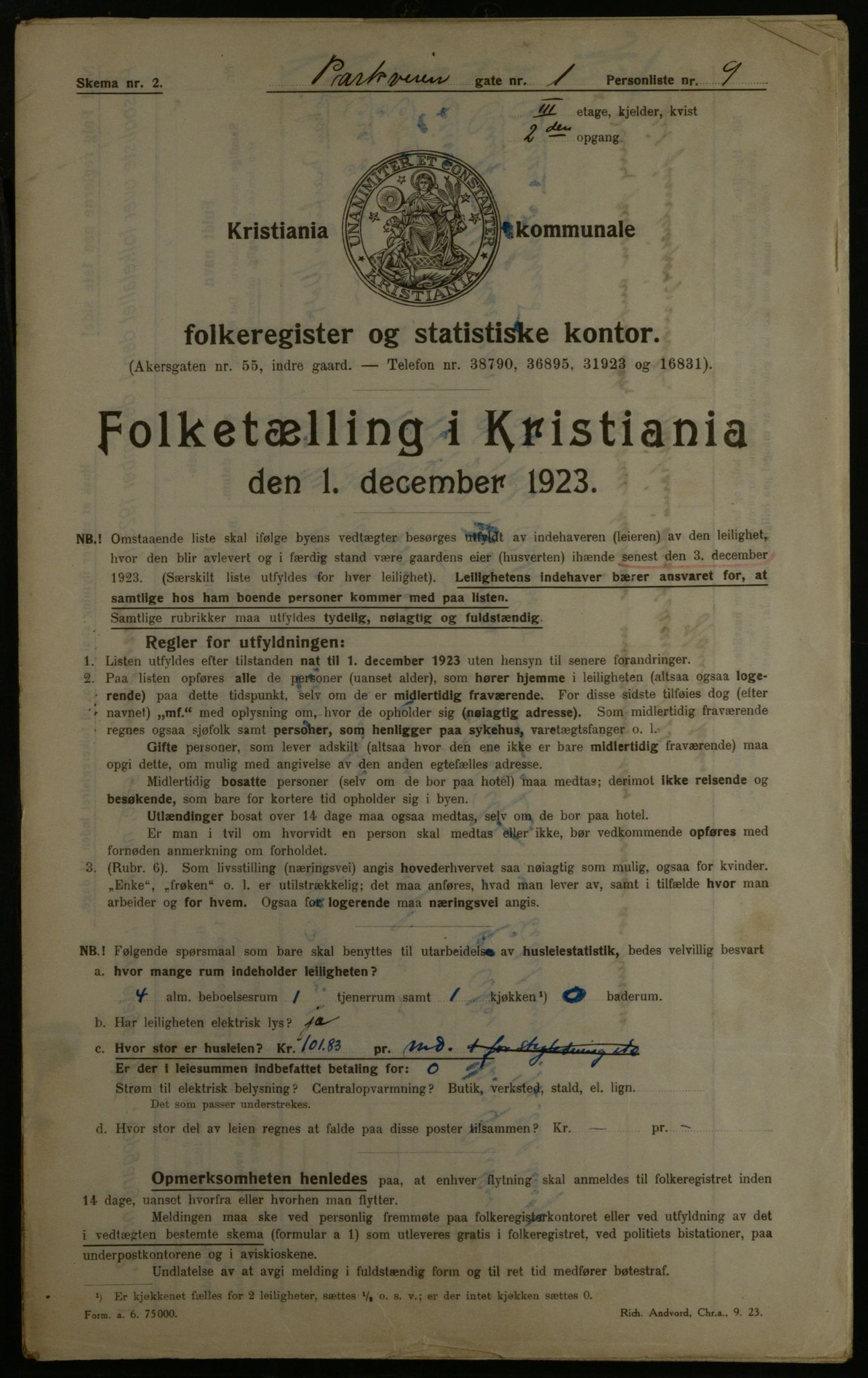 OBA, Municipal Census 1923 for Kristiania, 1923, p. 85808