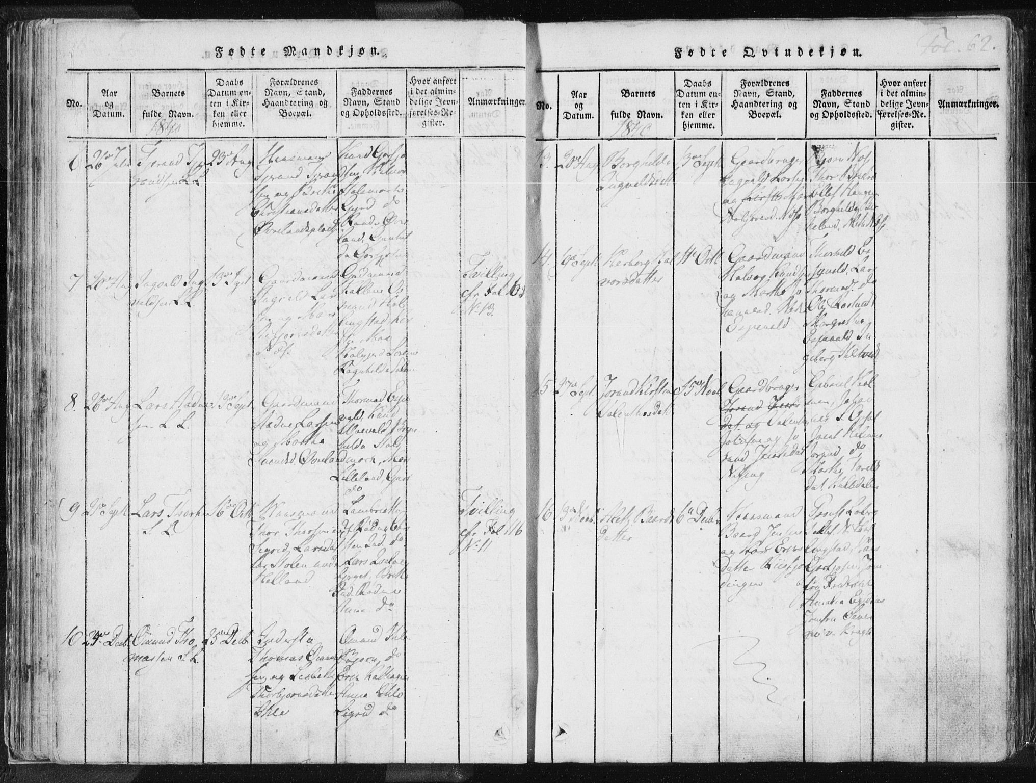 Vikedal sokneprestkontor, SAST/A-101840/01/IV: Parish register (official) no. A 3, 1817-1850, p. 62