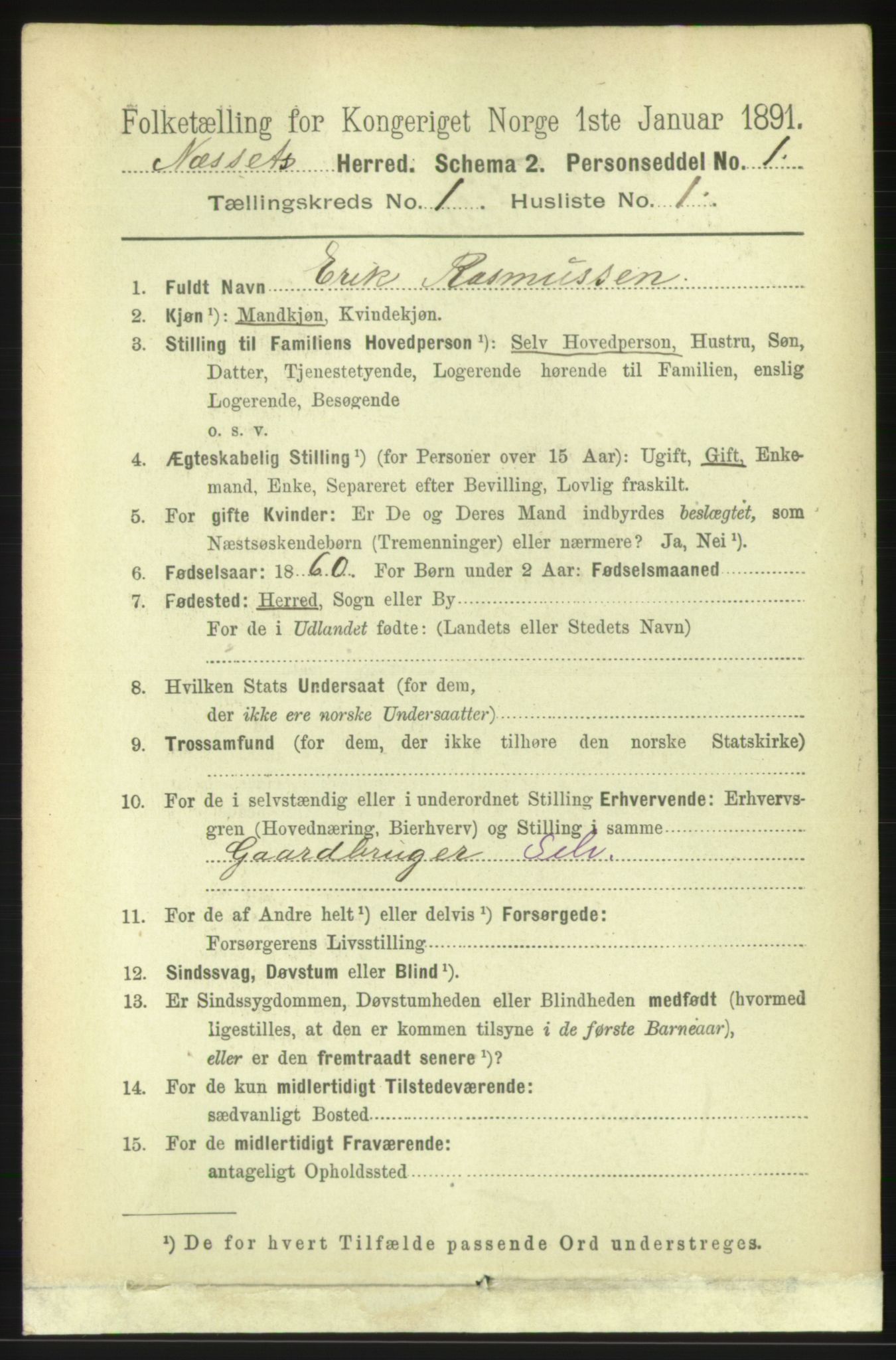 RA, 1891 census for 1543 Nesset, 1891, p. 93