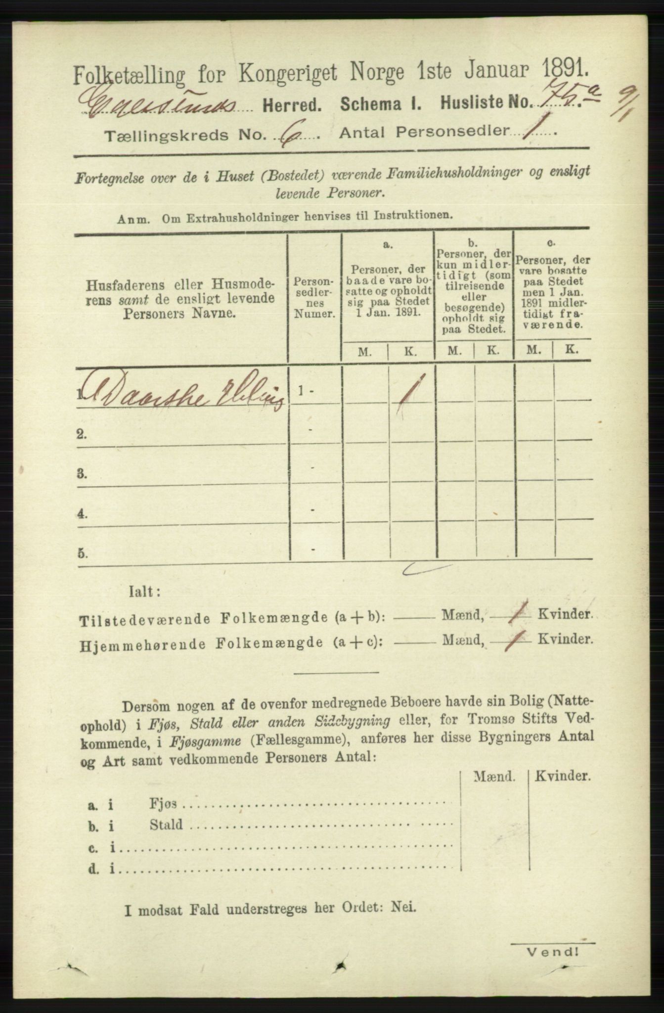 RA, 1891 census for 1116 Eigersund herred, 1891, p. 2269