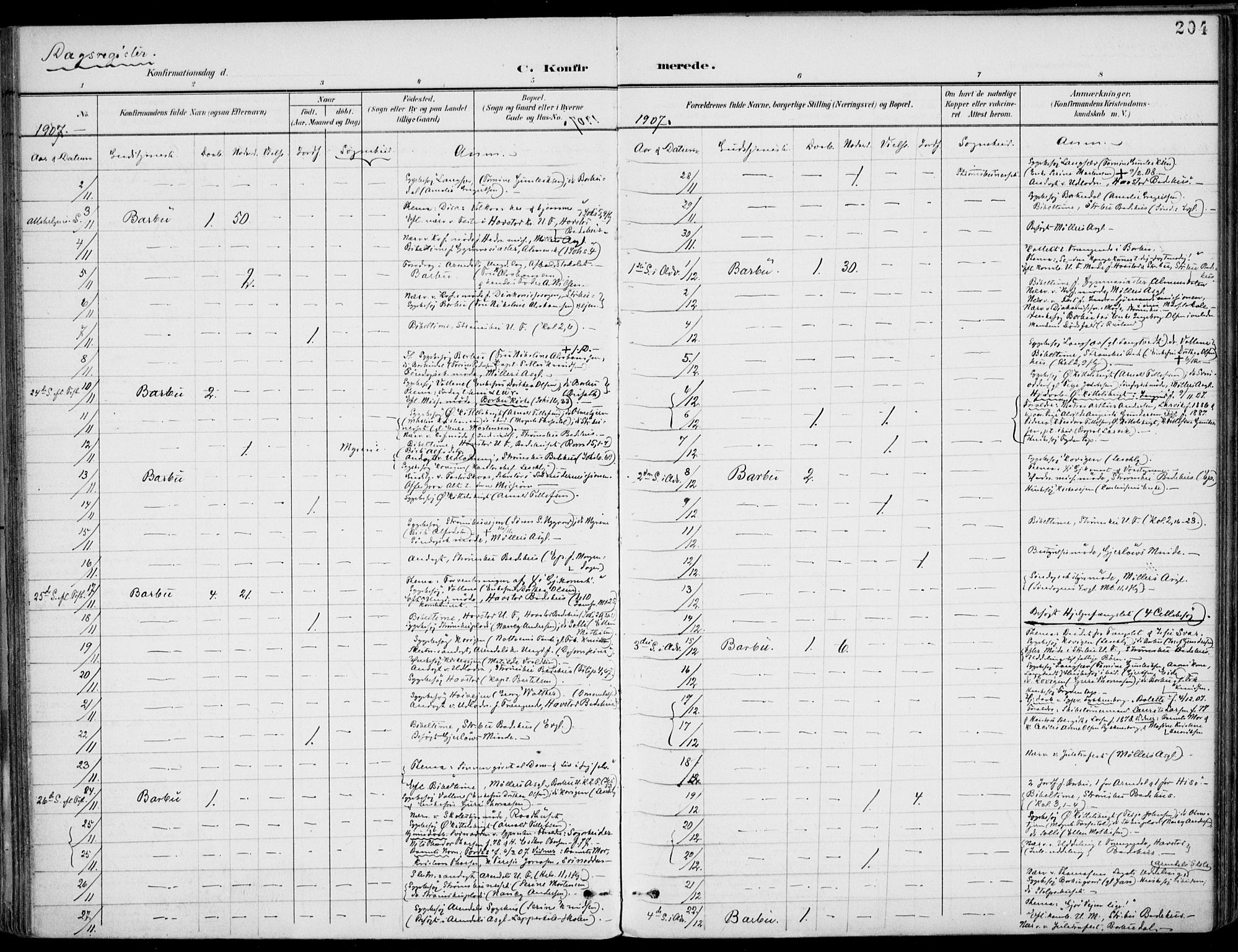 Barbu sokneprestkontor, AV/SAK-1111-0003/F/Fa/L0005: Parish register (official) no. A 5, 1899-1909, p. 204