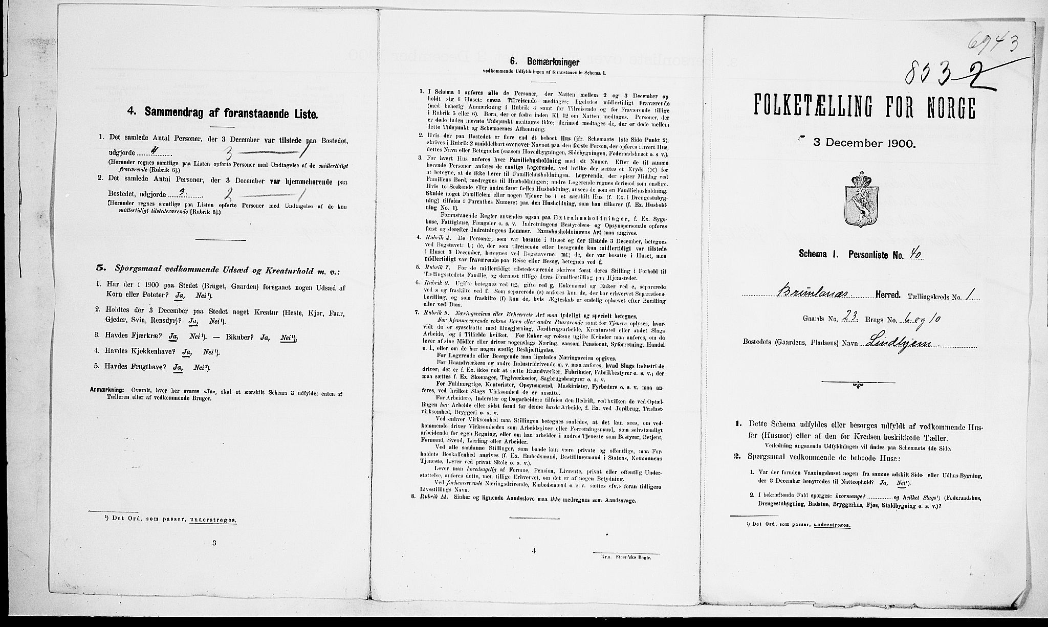 RA, 1900 census for Brunlanes, 1900, p. 36