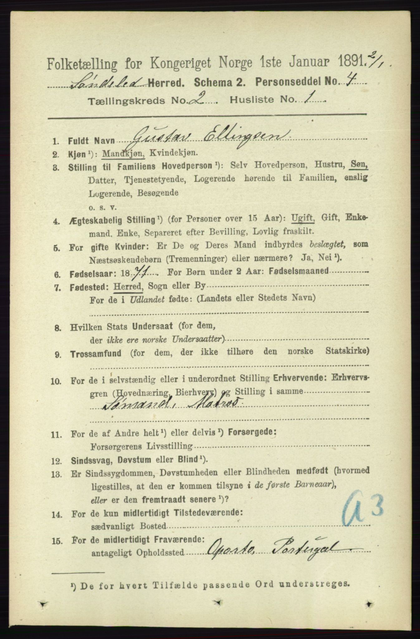 RA, 1891 census for 0913 Søndeled, 1891, p. 386