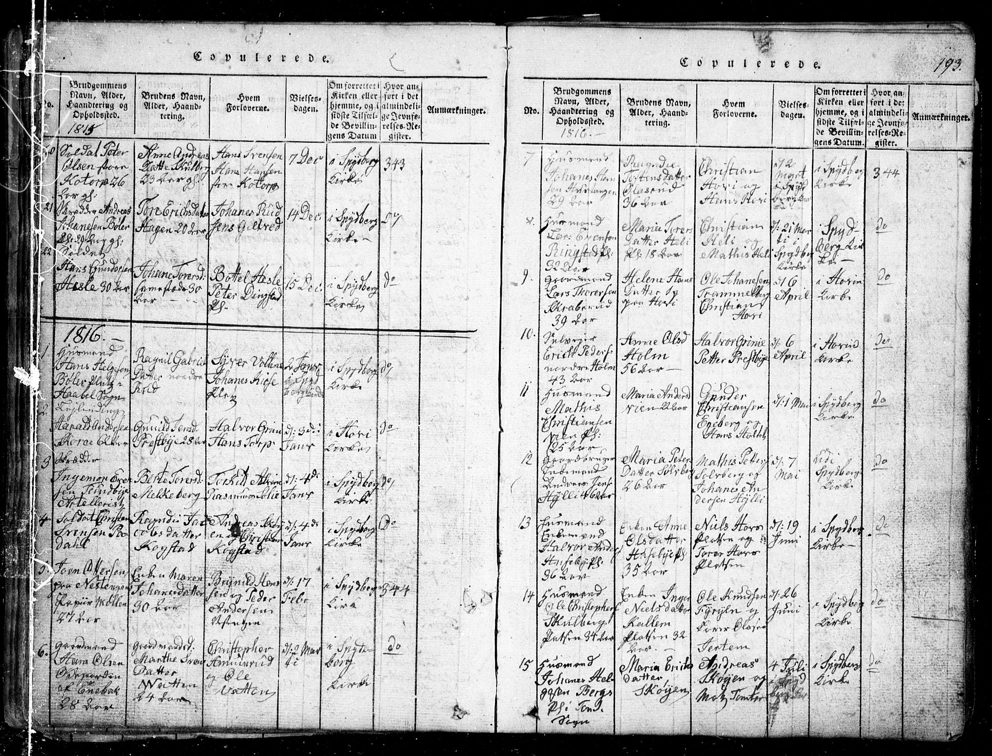 Spydeberg prestekontor Kirkebøker, SAO/A-10924/G/Ga/L0001: Parish register (copy) no. I 1, 1814-1868, p. 193