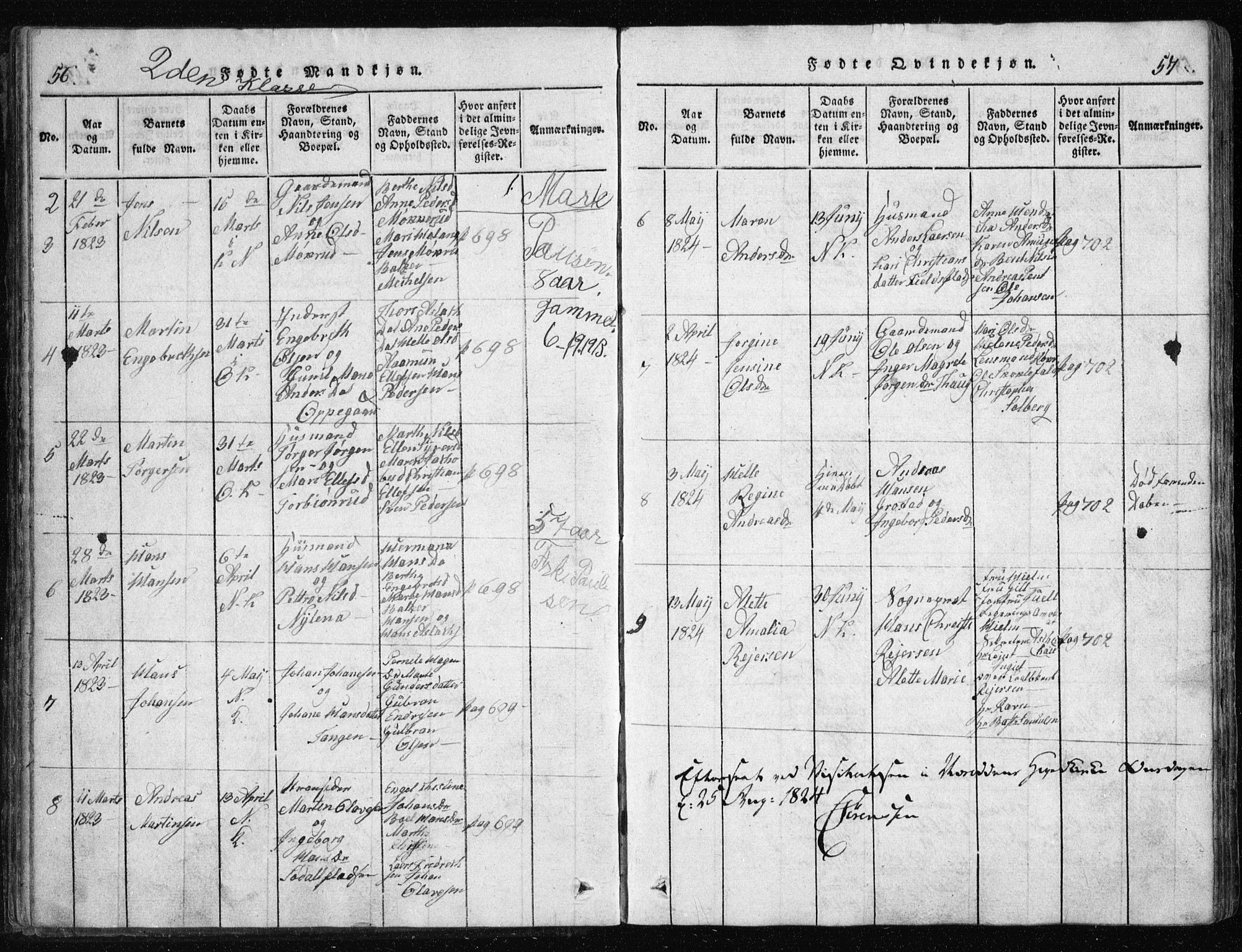 Nesodden prestekontor Kirkebøker, AV/SAO-A-10013/G/Ga/L0001: Parish register (copy) no. I 1, 1814-1847, p. 56-57