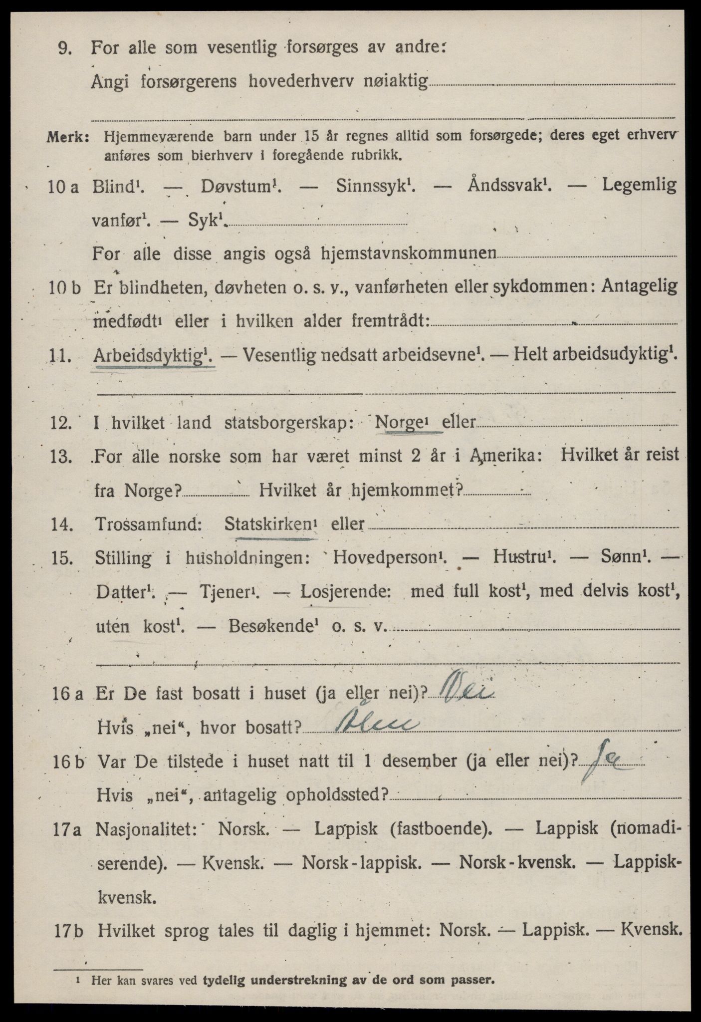 SAT, 1920 census for Horg, 1920, p. 2309