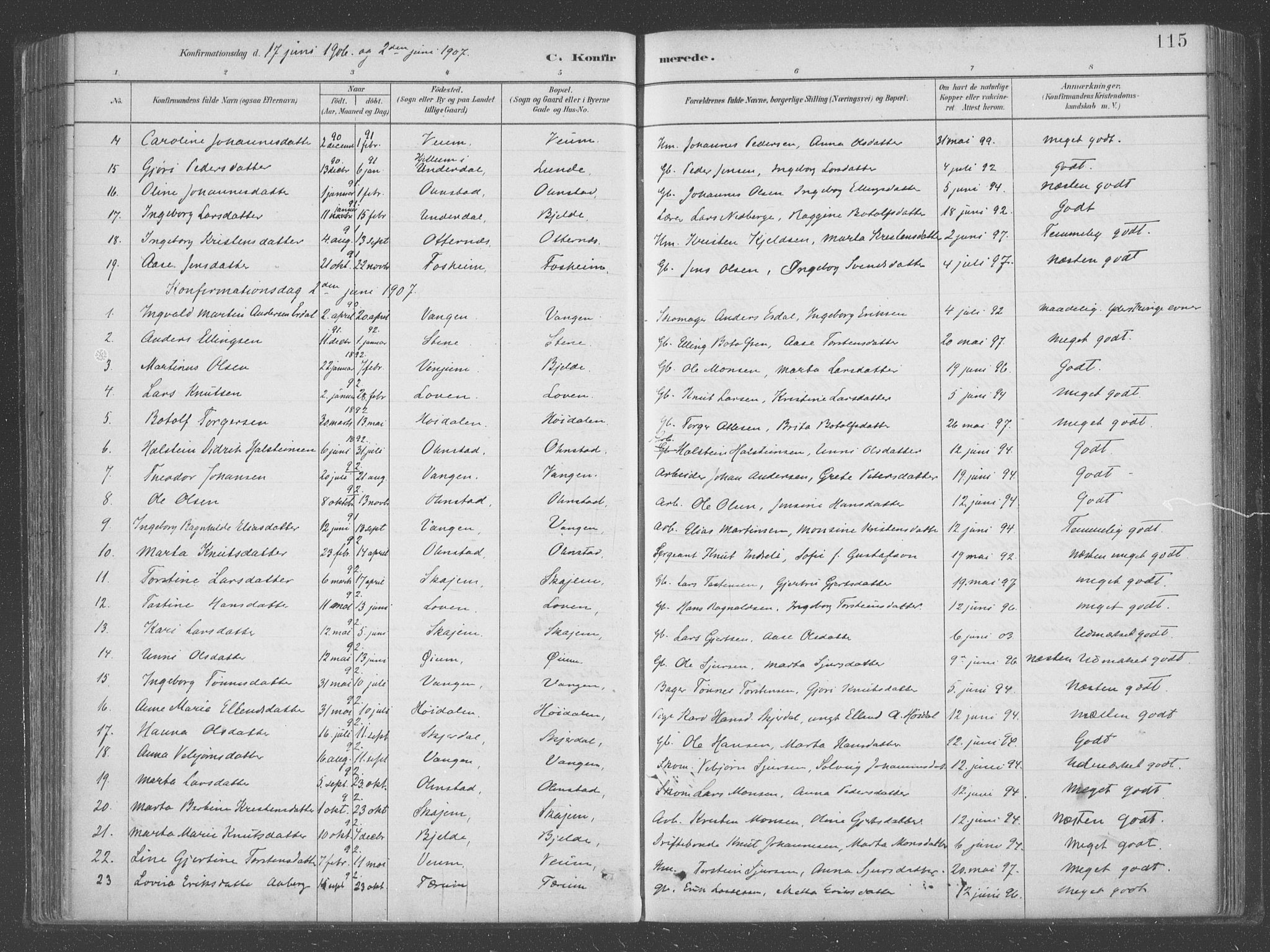 Aurland sokneprestembete, SAB/A-99937/H/Ha/Hab/L0001: Parish register (official) no. B  1, 1880-1909, p. 115