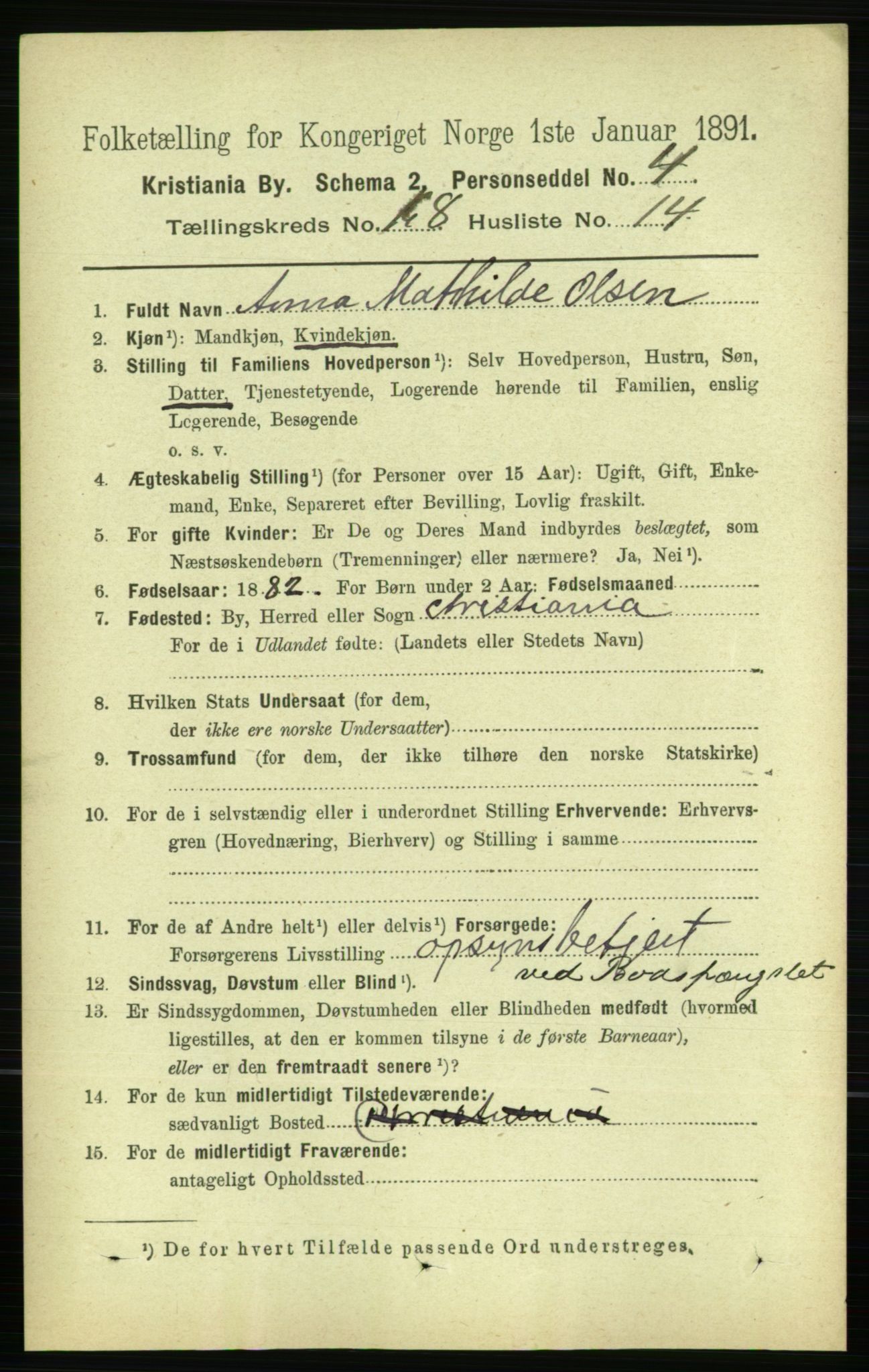 RA, 1891 census for 0301 Kristiania, 1891, p. 98392