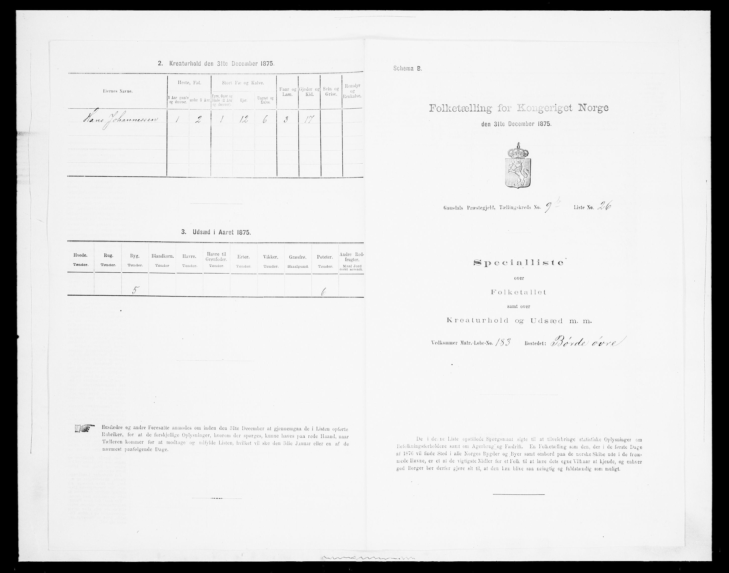 SAH, 1875 census for 0522P Gausdal, 1875, p. 1646