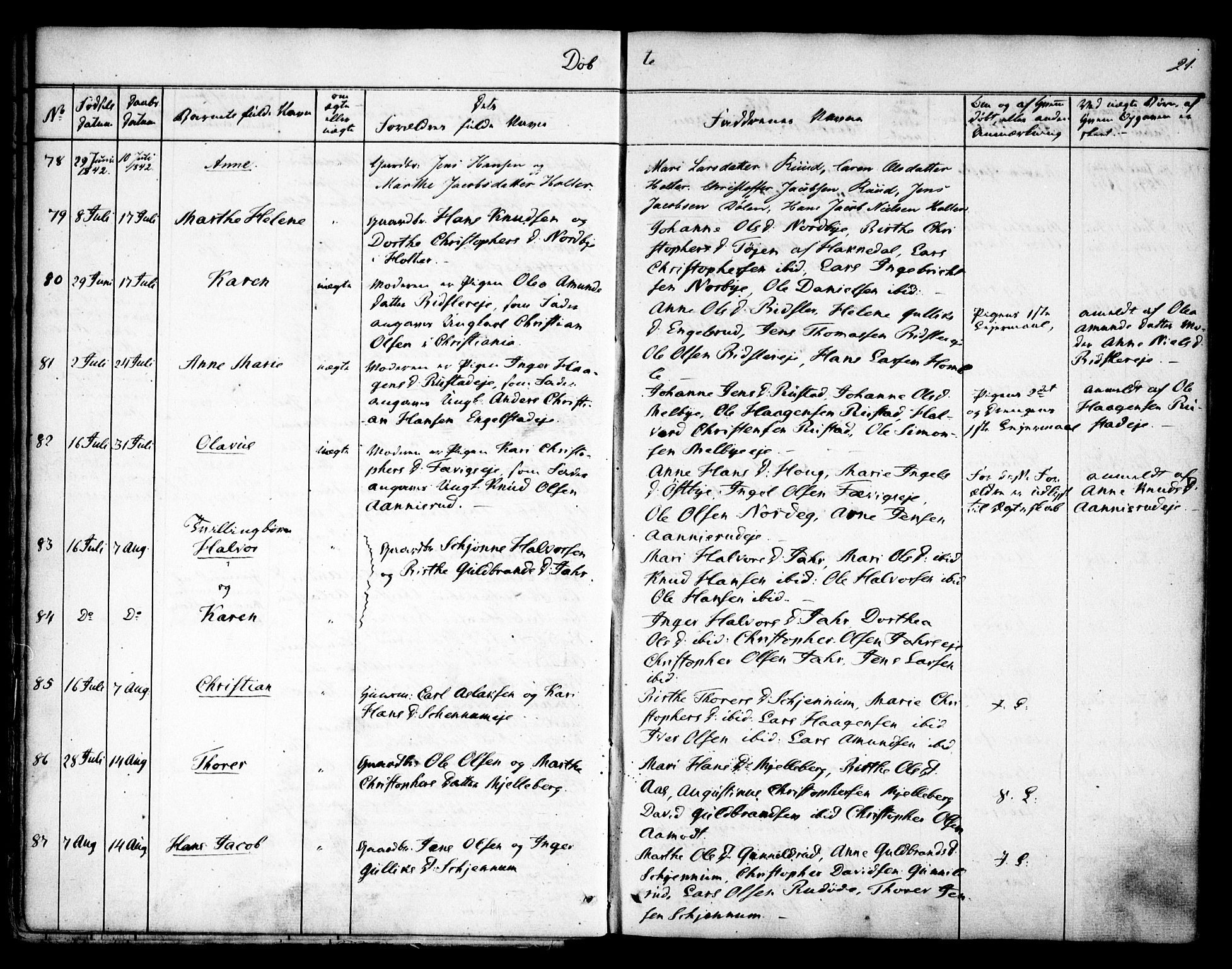 Nannestad prestekontor Kirkebøker, AV/SAO-A-10414a/F/Fa/L0010: Parish register (official) no. I 10, 1840-1850, p. 21