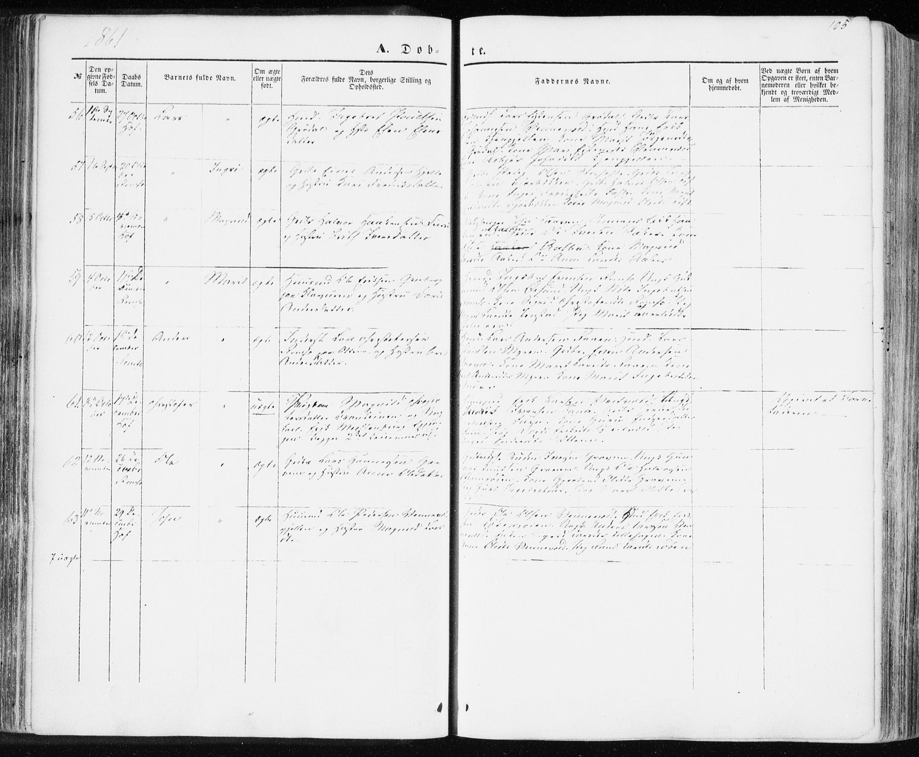 Ministerialprotokoller, klokkerbøker og fødselsregistre - Møre og Romsdal, AV/SAT-A-1454/590/L1013: Parish register (official) no. 590A05, 1847-1877, p. 105