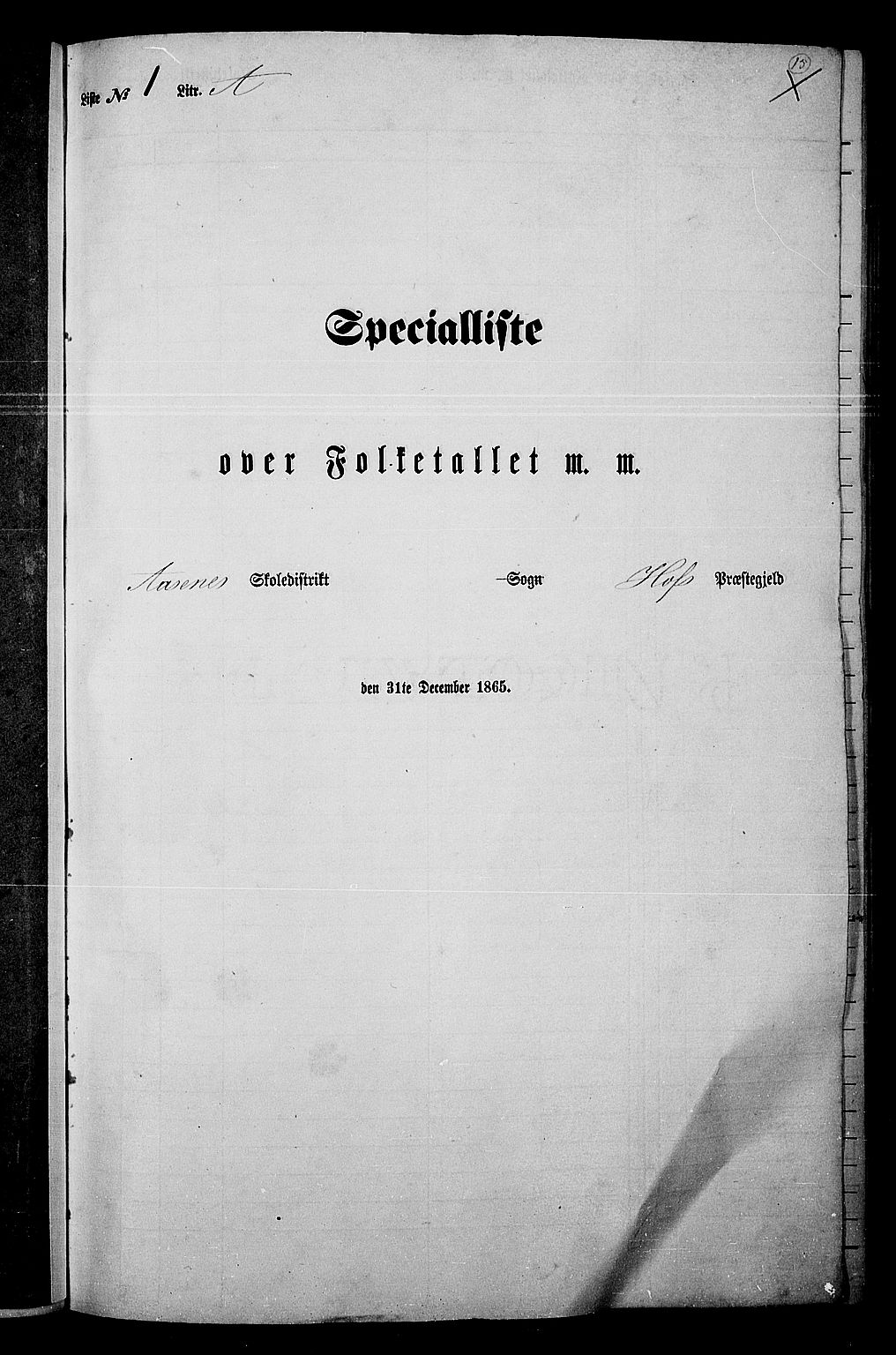RA, 1865 census for Hof, 1865, p. 12