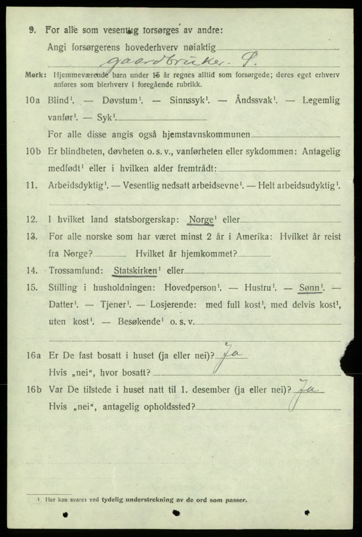 SAB, 1920 census for Strandebarm, 1920, p. 3943