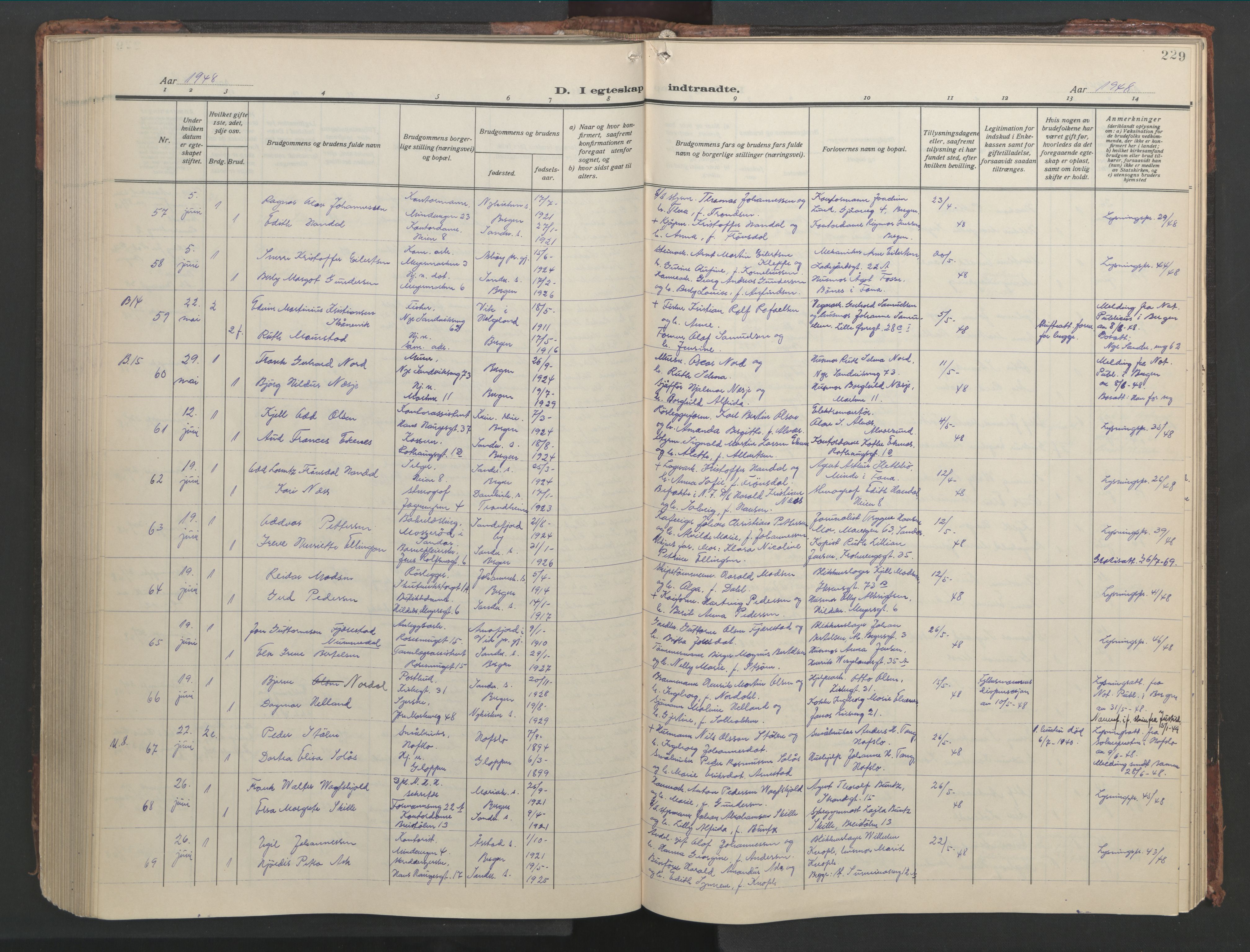 Sandviken Sokneprestembete, SAB/A-77601/H/Hb/L0015: Parish register (copy) no. D 2, 1929-1953, p. 228b-229a