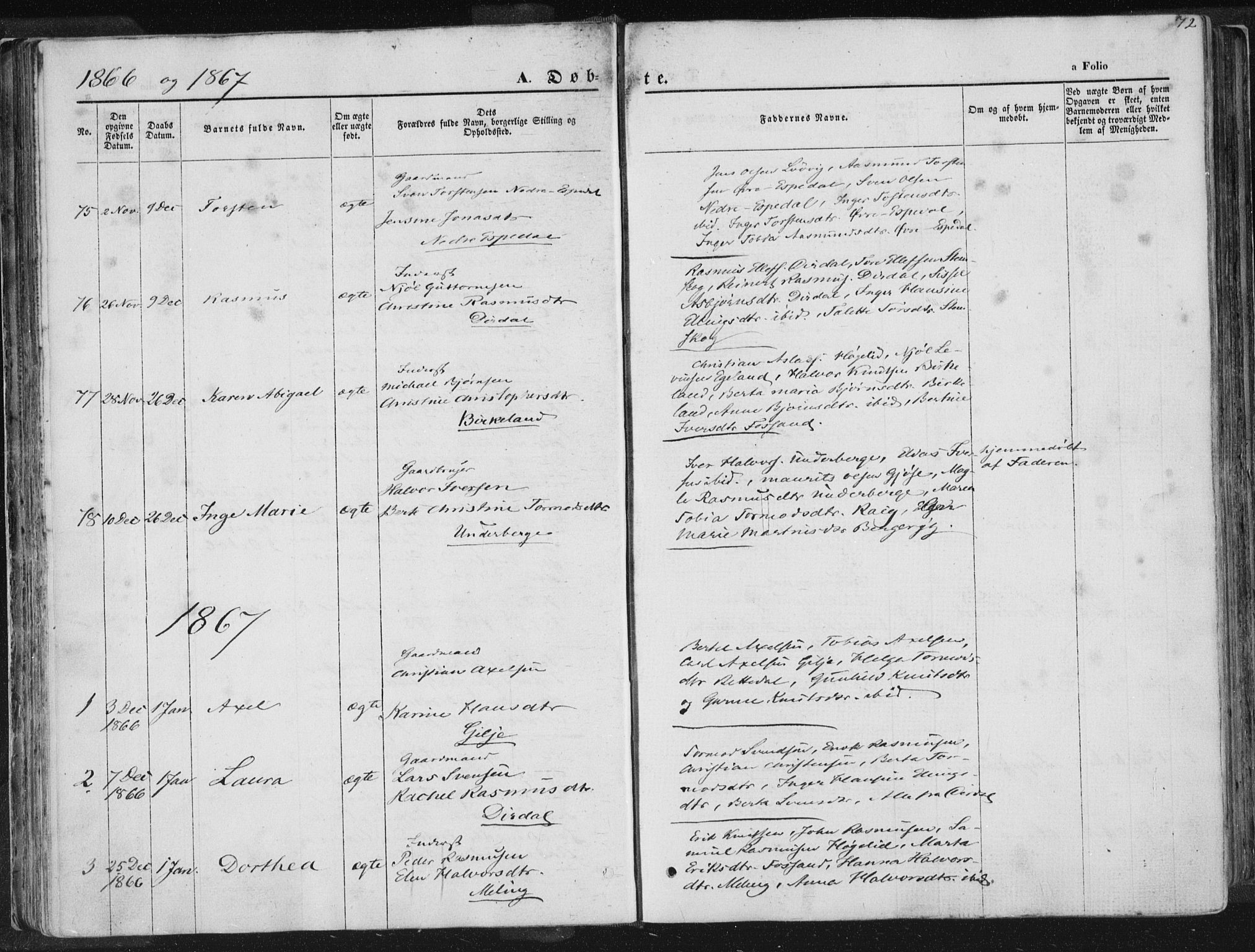 Høgsfjord sokneprestkontor, SAST/A-101624/H/Ha/Haa/L0001: Parish register (official) no. A 1, 1854-1875, p. 72