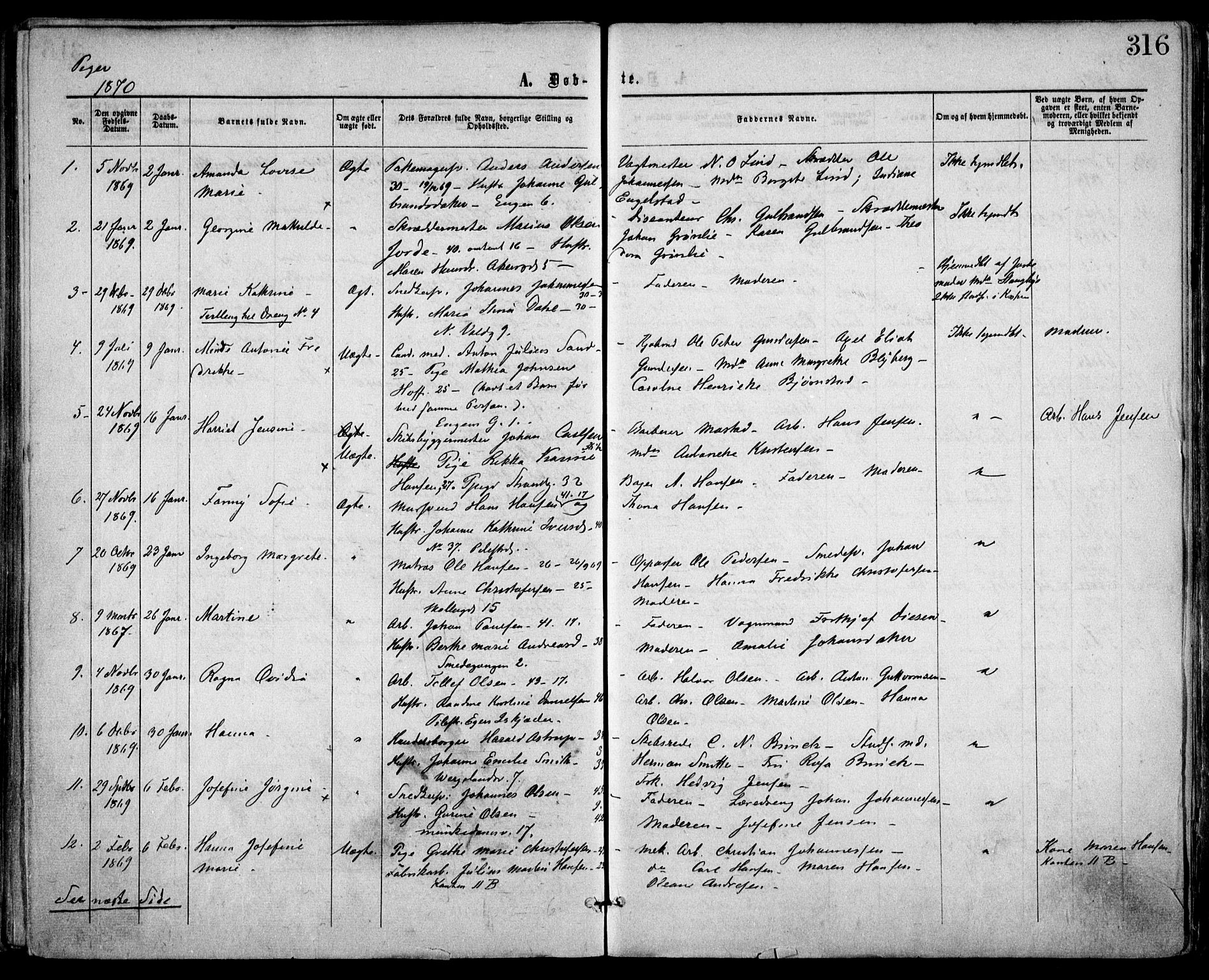 Trefoldighet prestekontor Kirkebøker, SAO/A-10882/F/Fa/L0002: Parish register (official) no. I 2, 1863-1870, p. 316