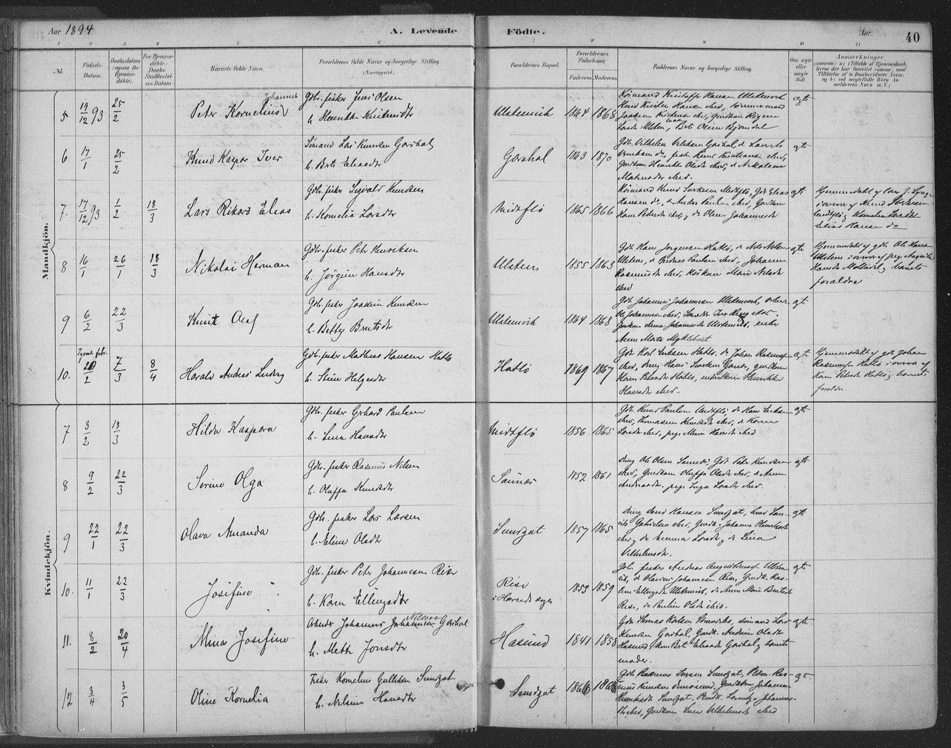 Ministerialprotokoller, klokkerbøker og fødselsregistre - Møre og Romsdal, SAT/A-1454/509/L0106: Parish register (official) no. 509A04, 1883-1922, p. 40