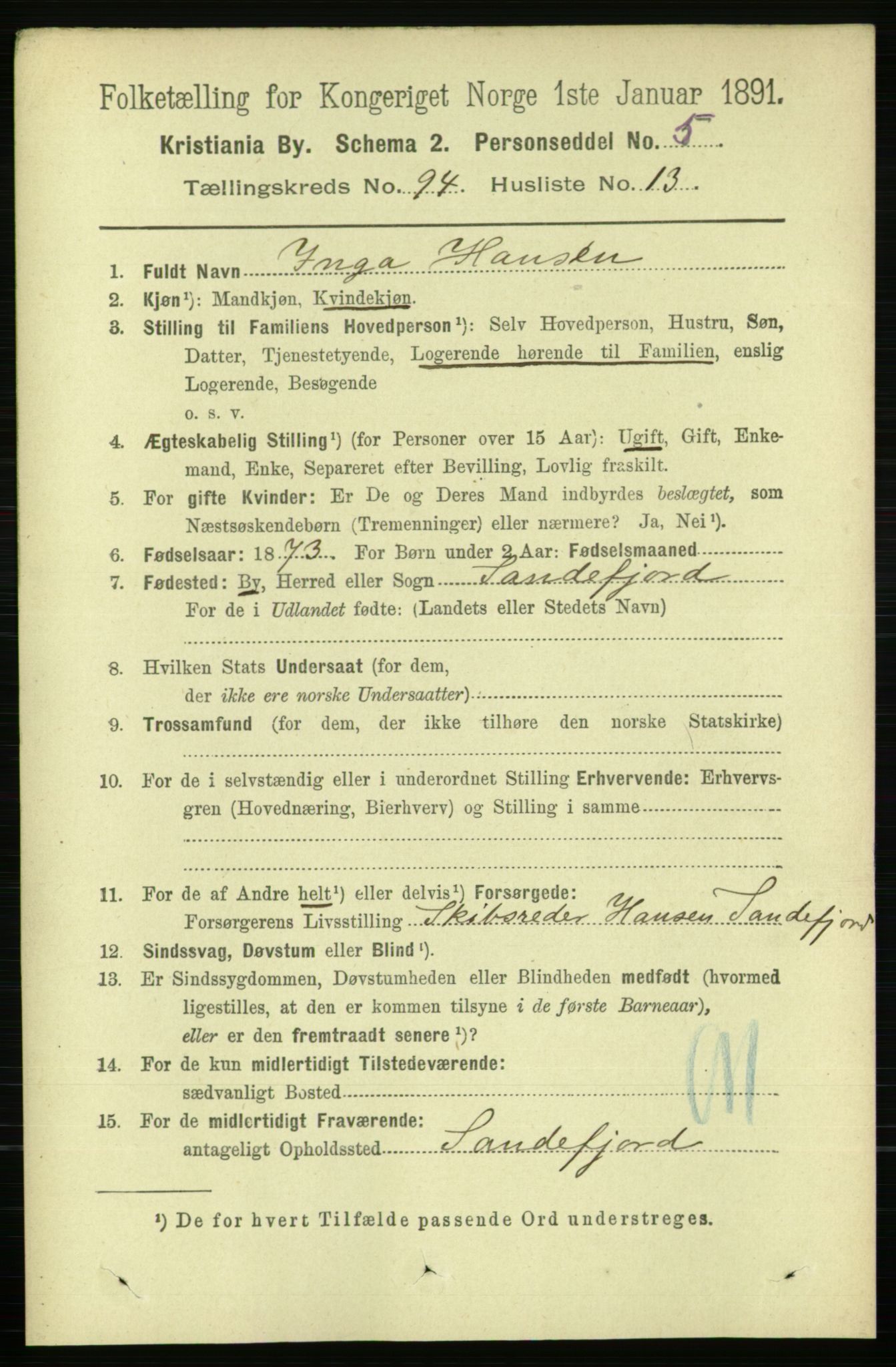 RA, 1891 census for 0301 Kristiania, 1891, p. 46229