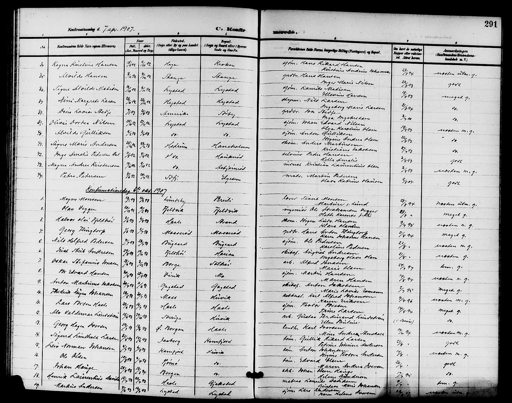 Sandar kirkebøker, SAKO/A-243/G/Ga/L0002: Parish register (copy) no. 2, 1900-1915, p. 291
