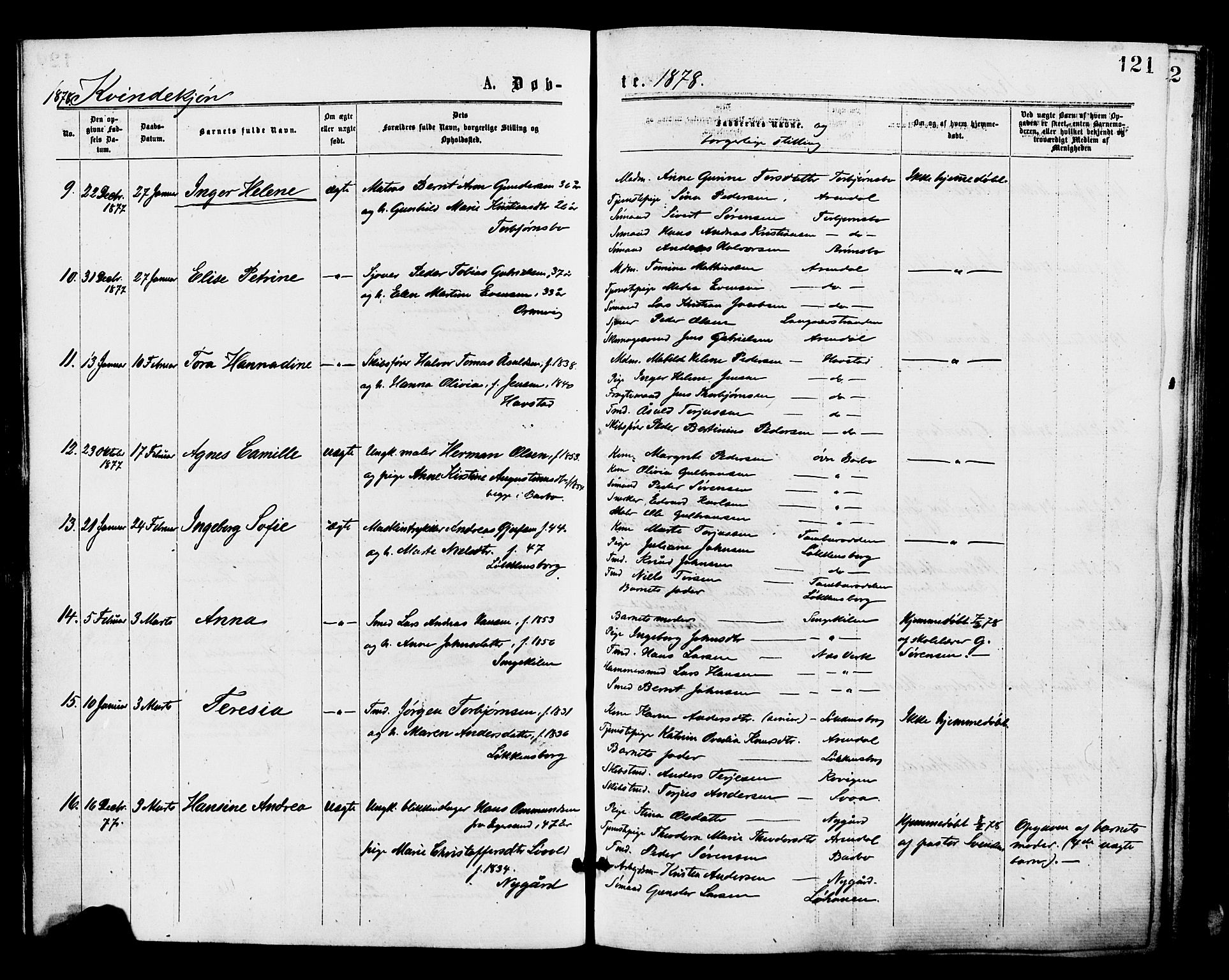 Barbu sokneprestkontor, AV/SAK-1111-0003/F/Fa/L0001: Parish register (official) no. A 1 /1, 1878-1883, p. 121