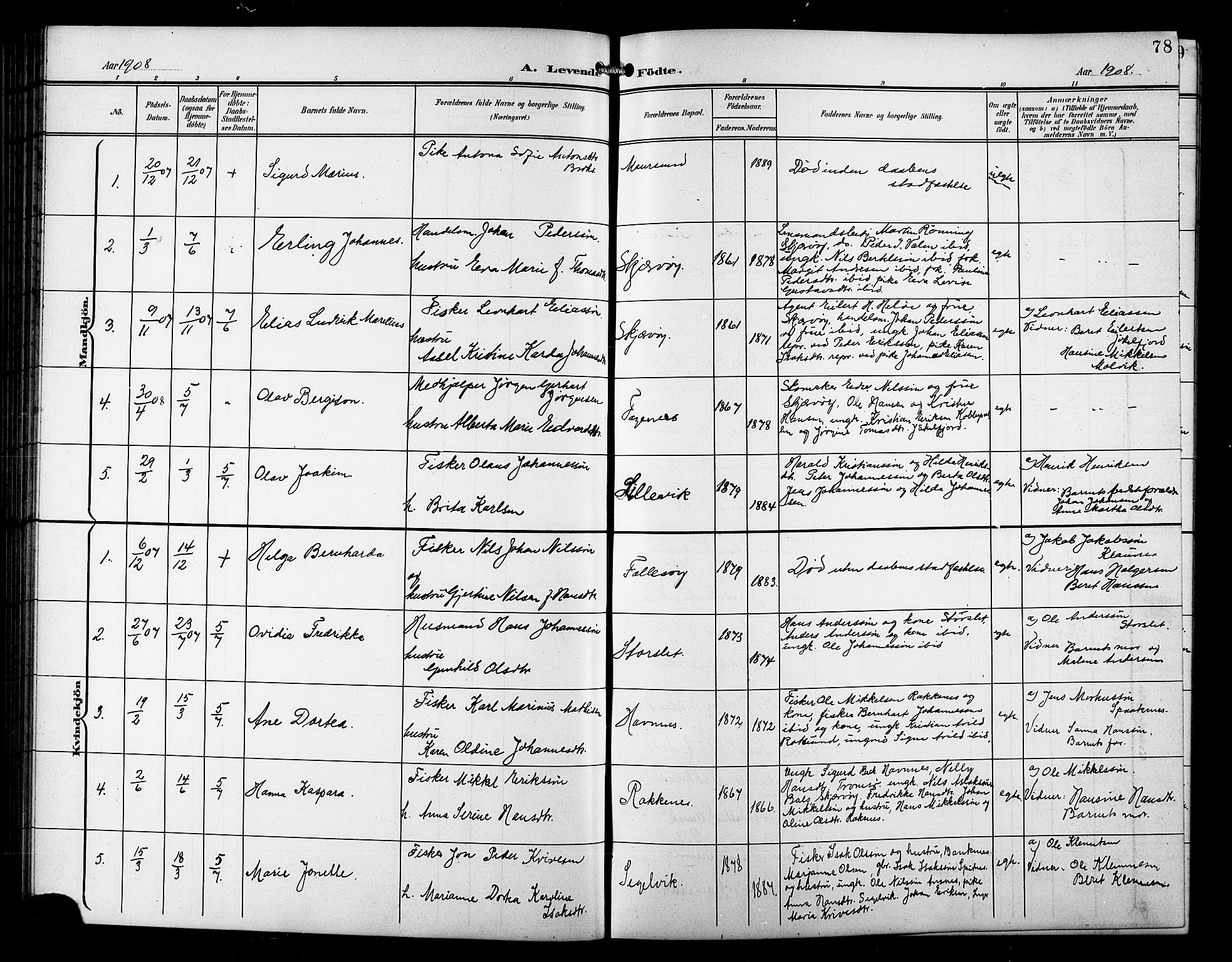 Skjervøy sokneprestkontor, SATØ/S-1300/H/Ha/Hab/L0008klokker: Parish register (copy) no. 8, 1900-1910, p. 78