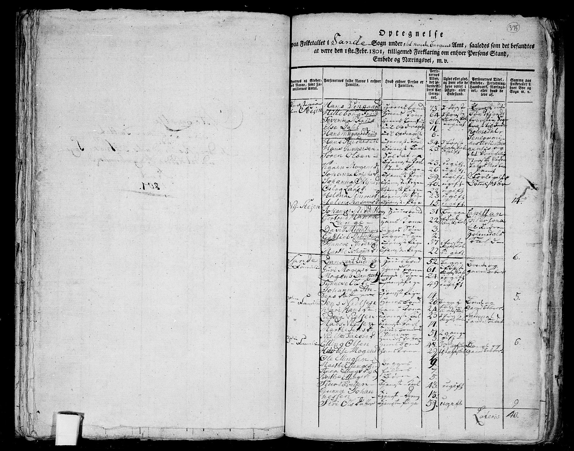 RA, 1801 census for 1430P Indre Holmedal, 1801, p. 374b-375a