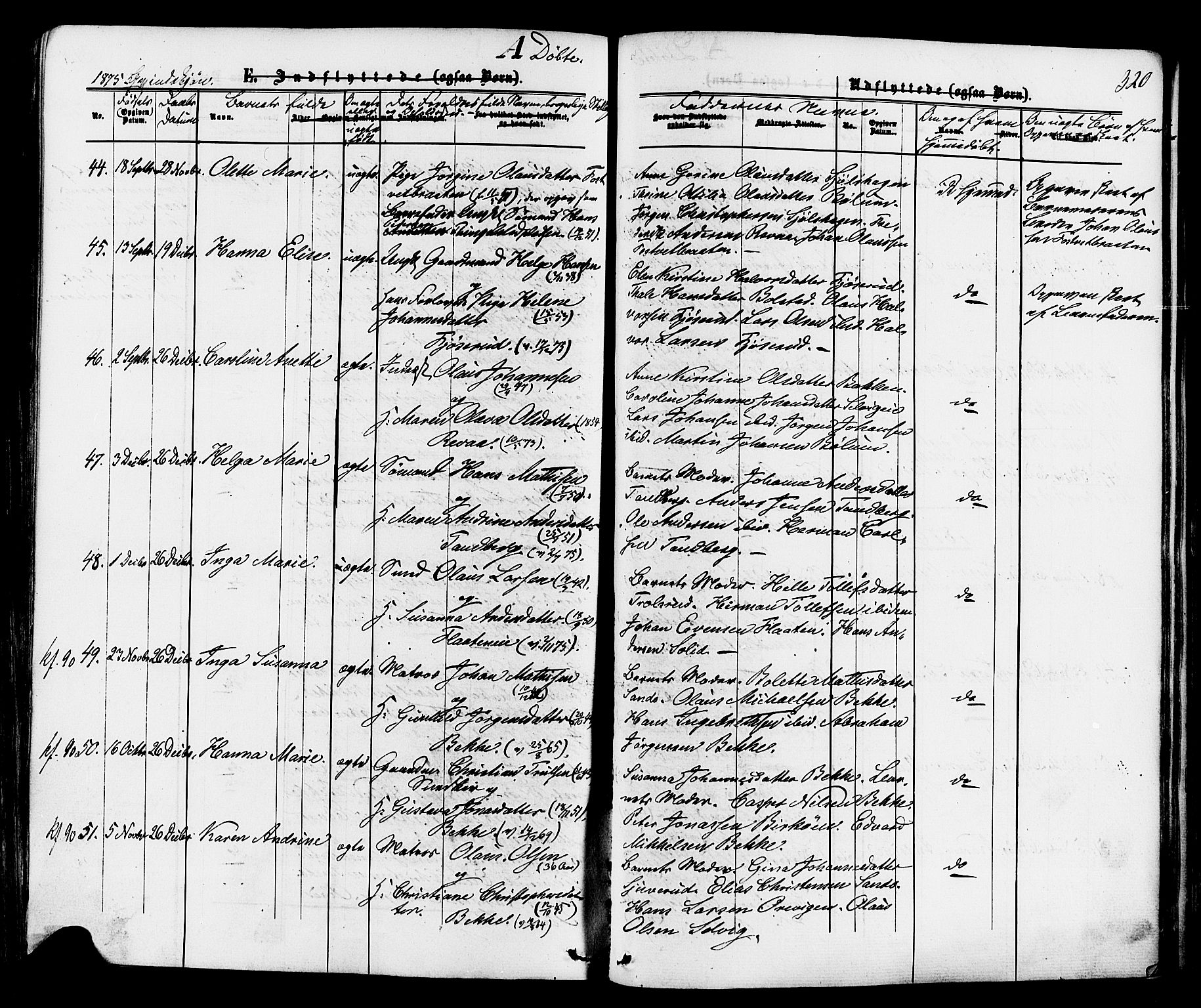 Sande Kirkebøker, SAKO/A-53/F/Fa/L0005: Parish register (official) no. 5, 1865-1877, p. 320