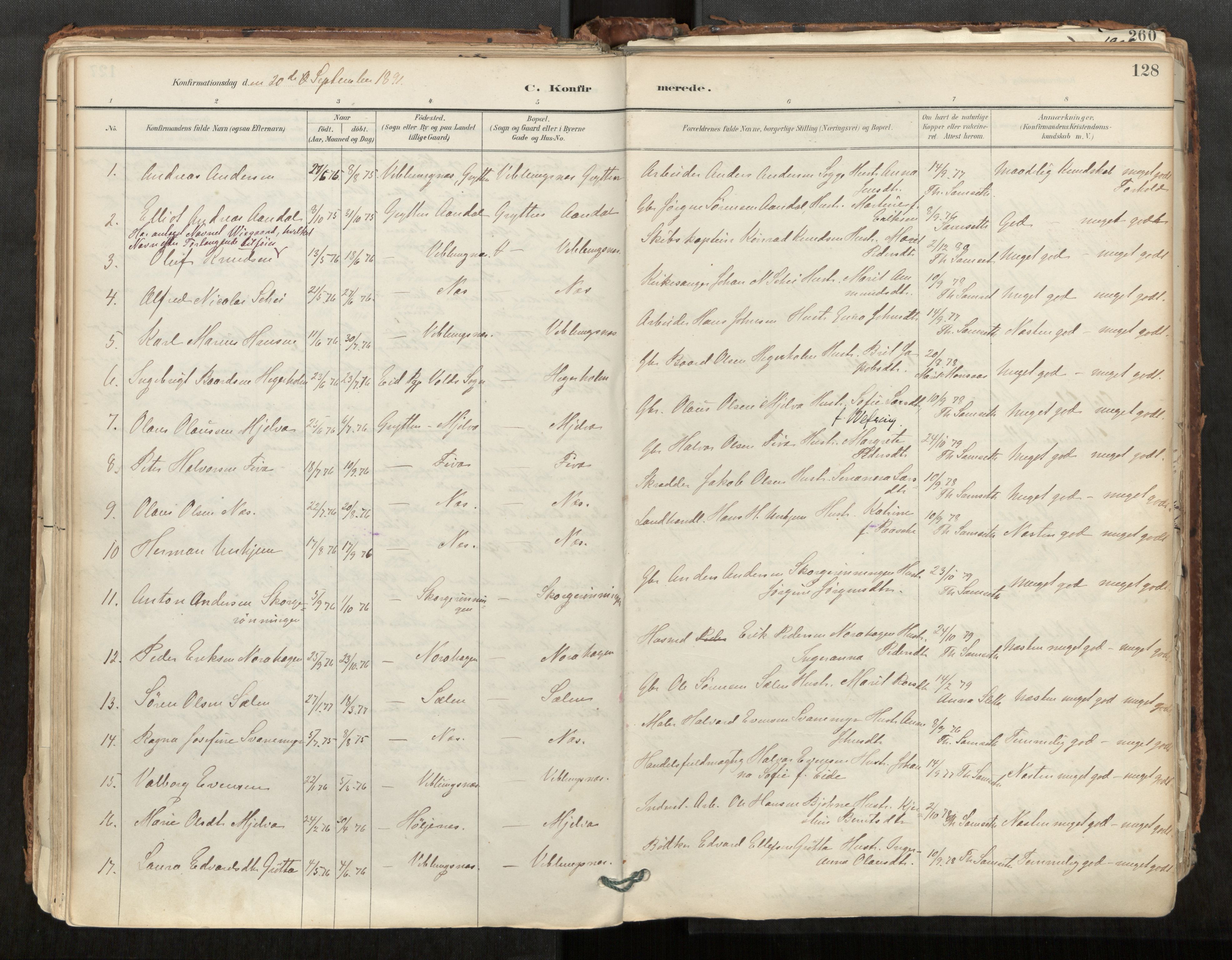 Ministerialprotokoller, klokkerbøker og fødselsregistre - Møre og Romsdal, SAT/A-1454/544/L0585: Parish register (official) no. 544A06, 1887-1924, p. 128