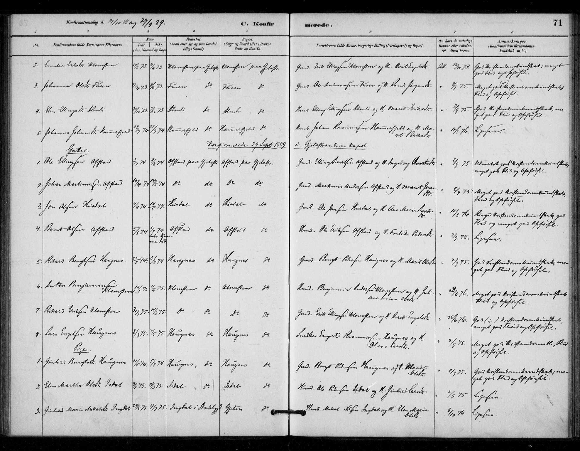 Ministerialprotokoller, klokkerbøker og fødselsregistre - Sør-Trøndelag, SAT/A-1456/670/L0836: Parish register (official) no. 670A01, 1879-1904, p. 71