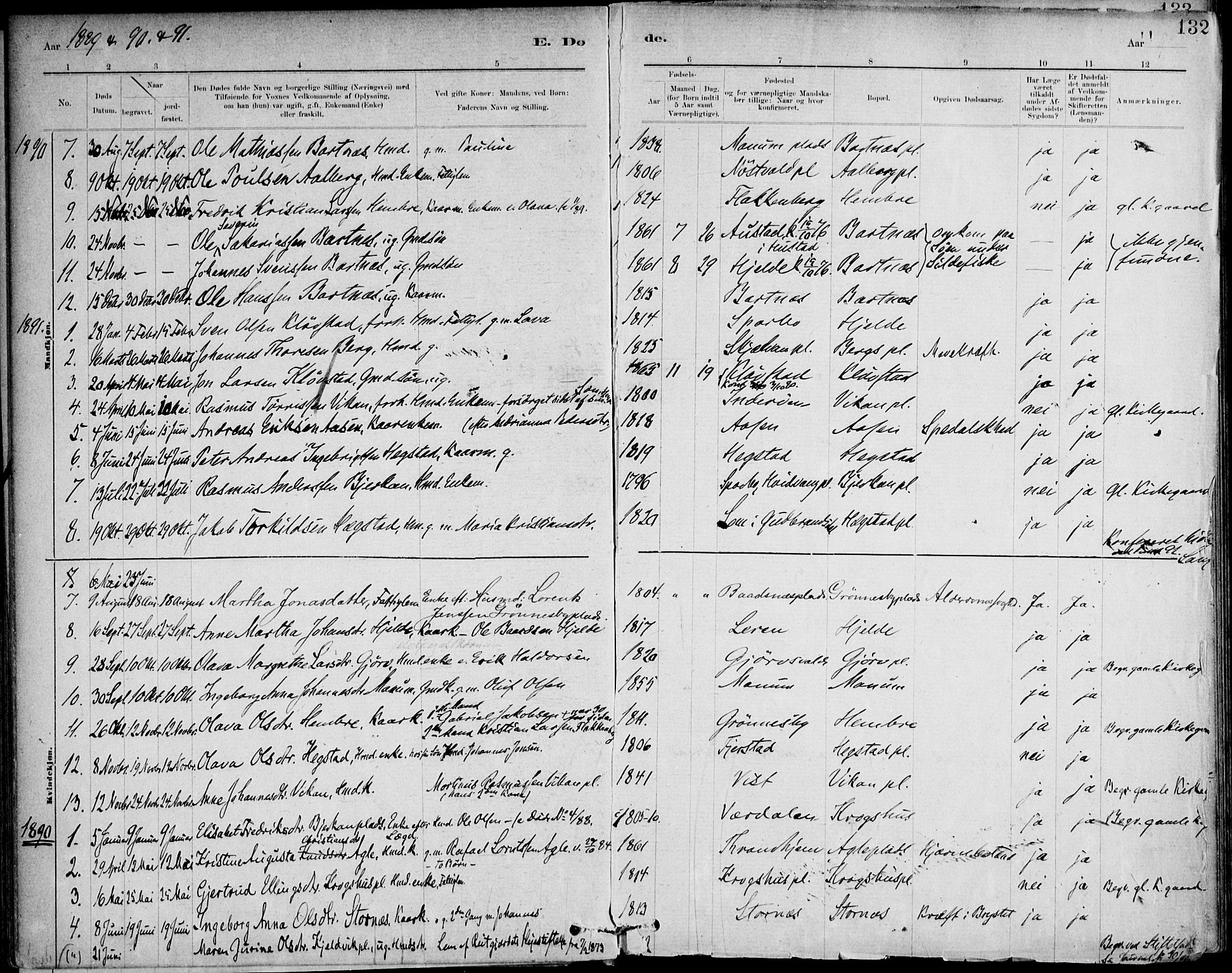 Ministerialprotokoller, klokkerbøker og fødselsregistre - Nord-Trøndelag, SAT/A-1458/732/L0316: Parish register (official) no. 732A01, 1879-1921, p. 132