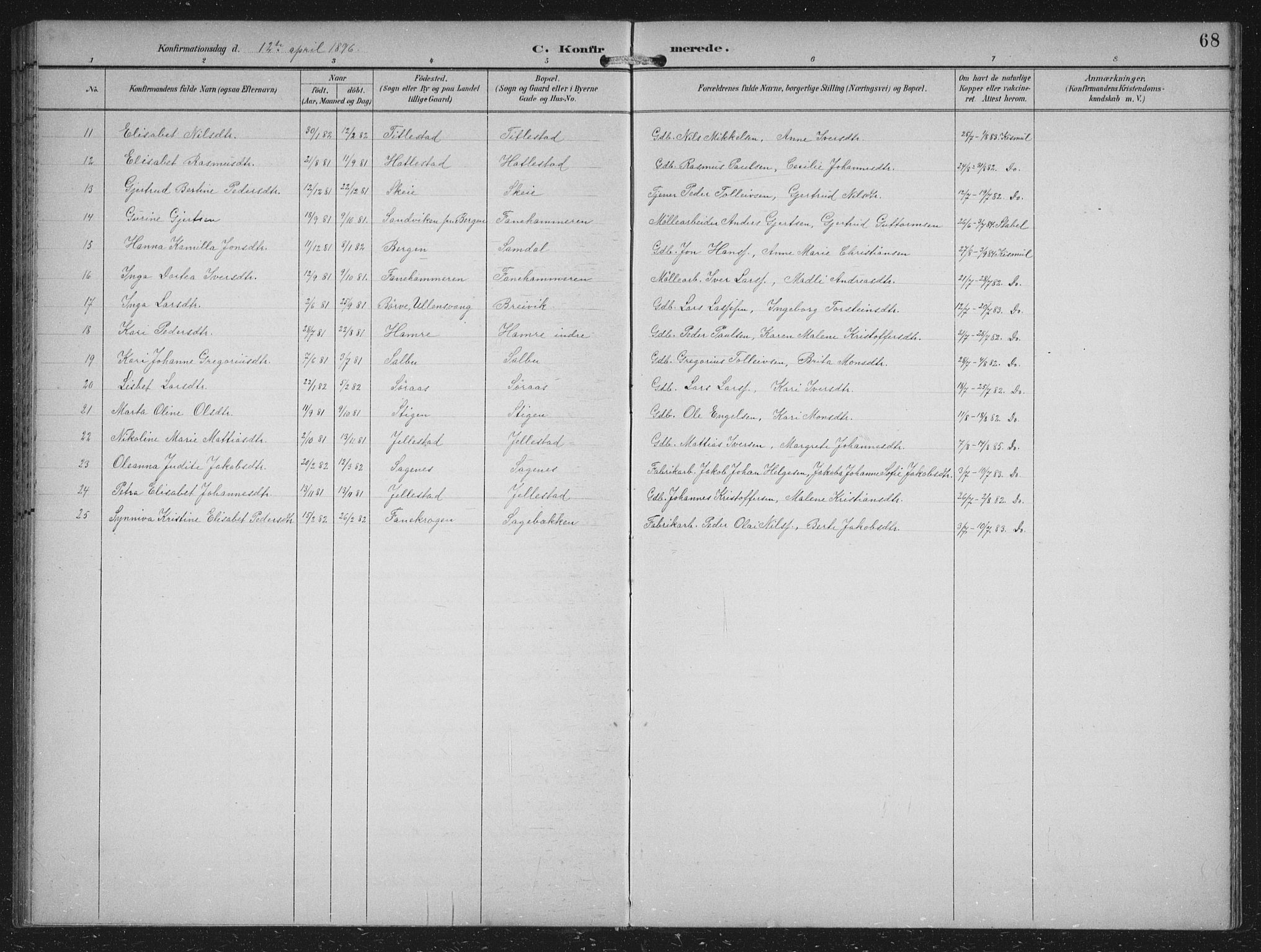 Fana Sokneprestembete, AV/SAB-A-75101/H/Hab/Haba/L0003: Parish register (copy) no. A 3, 1895-1902, p. 68