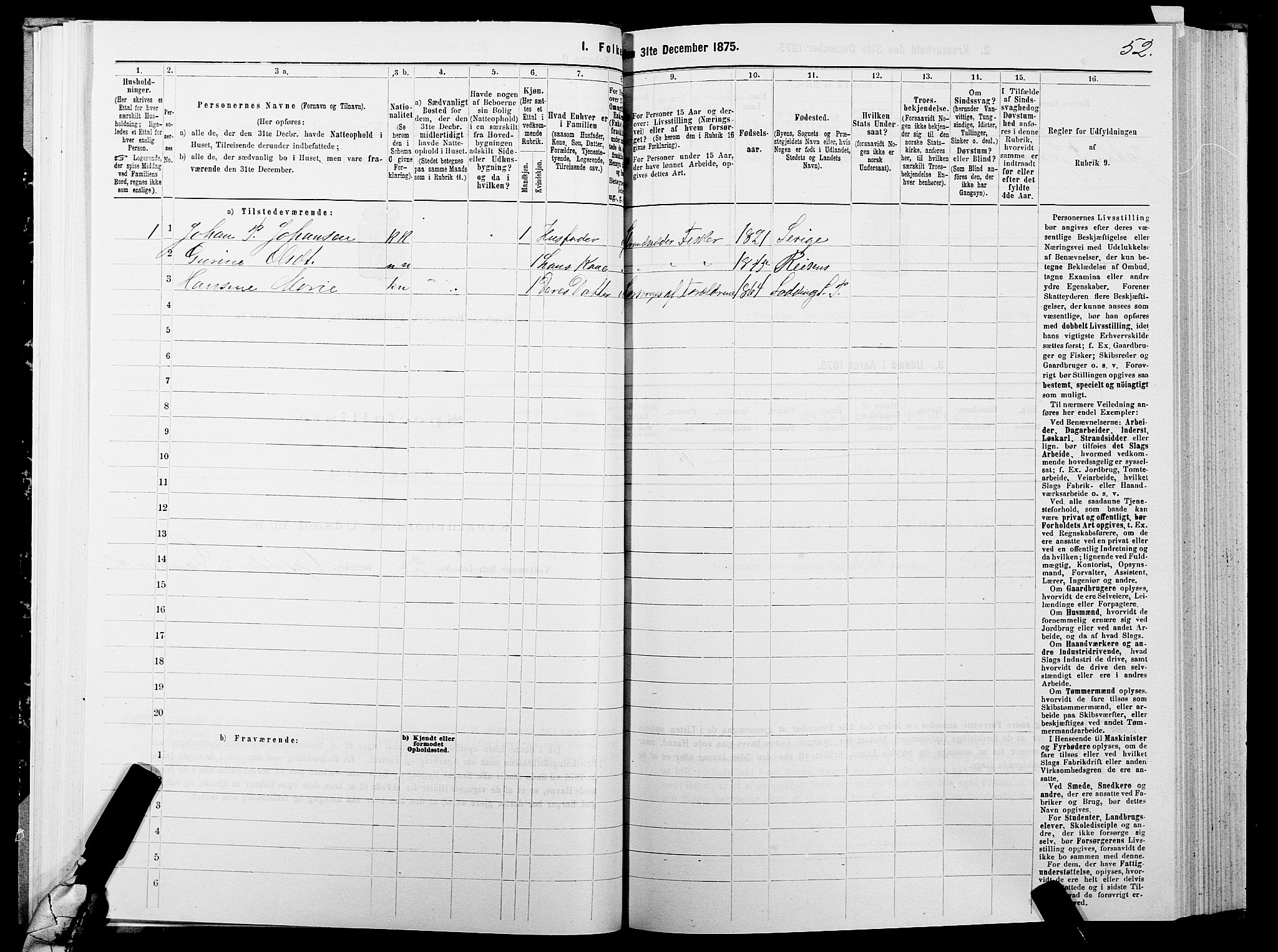 SATØ, 1875 census for 1914P Trondenes, 1875, p. 3052