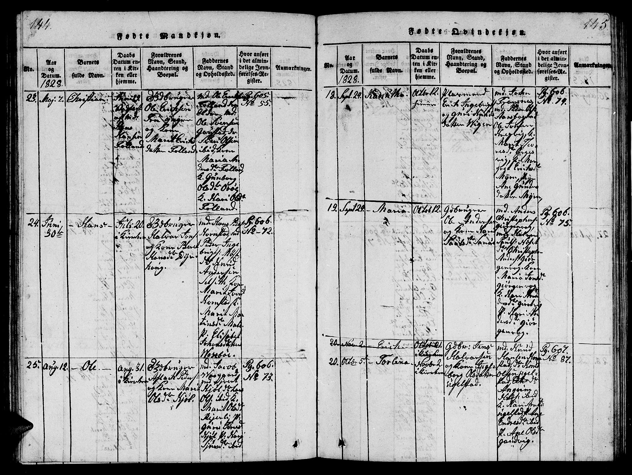 Ministerialprotokoller, klokkerbøker og fødselsregistre - Møre og Romsdal, AV/SAT-A-1454/570/L0831: Parish register (official) no. 570A05, 1819-1829, p. 144-145