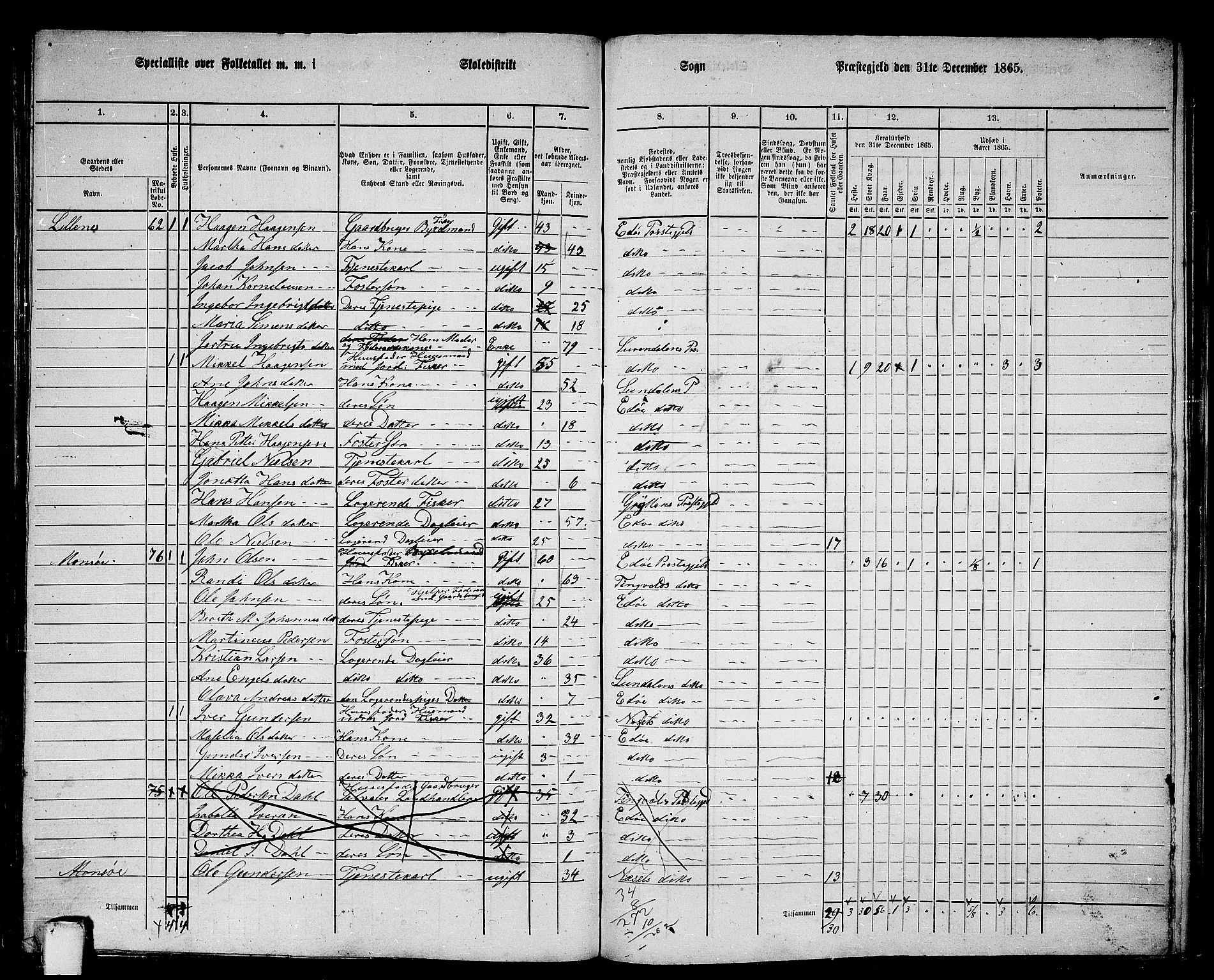 RA, 1865 census for Edøy, 1865, p. 128